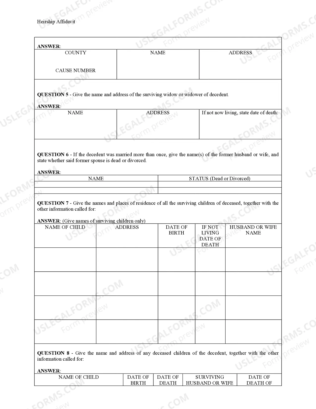 Preview Heirship Affidavit - Descent