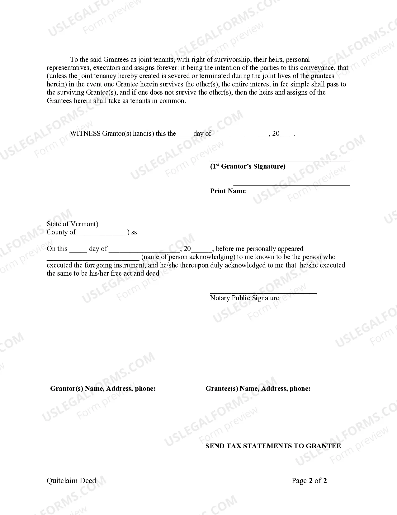 Preview Quitclaim Deed from Individual to Two Individuals in Joint Tenancy