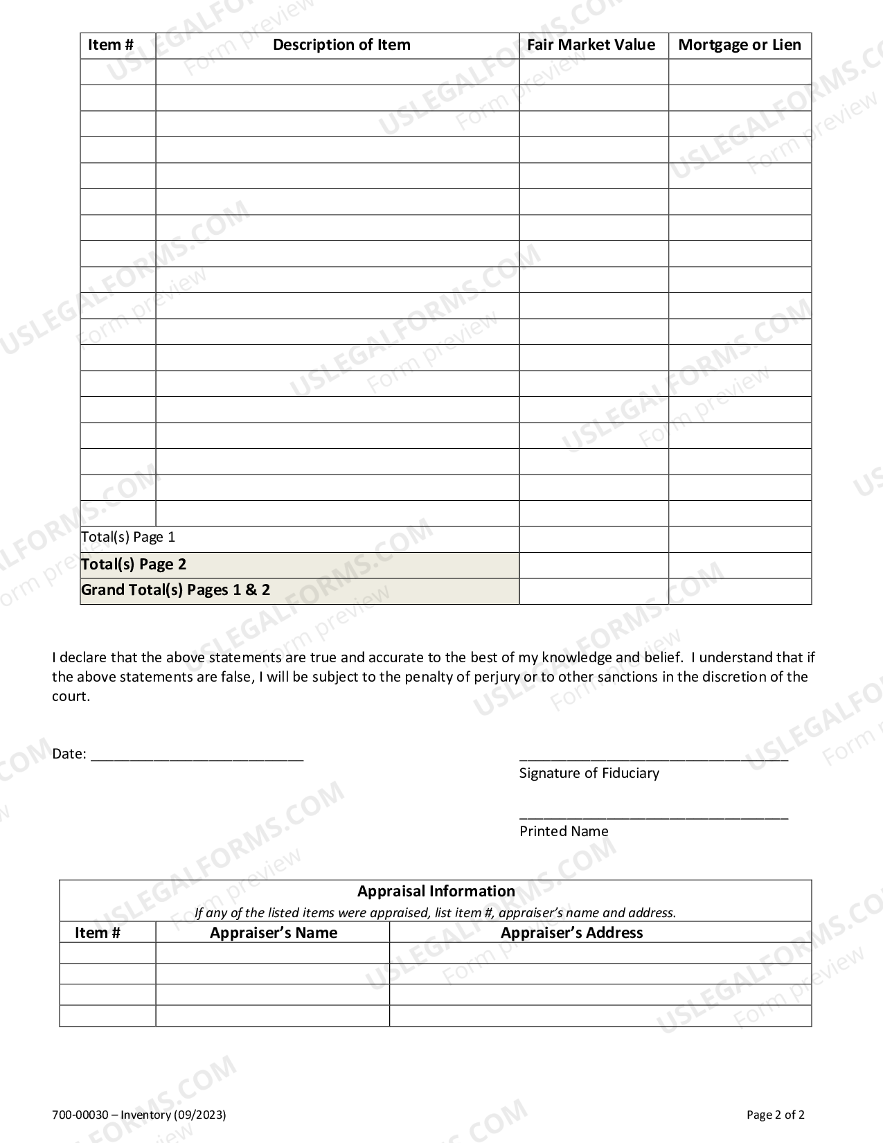 Vermont Inventory of Executor Administrator US Legal Forms
