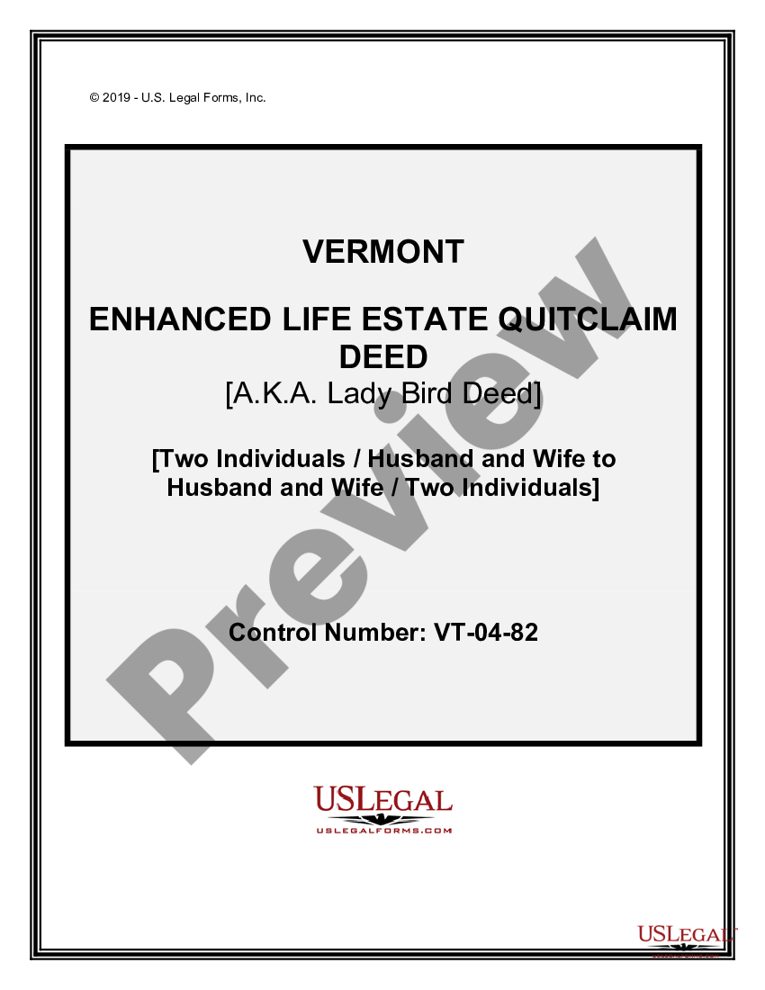 Vermont Enhanced Life Estate Deed (a.k.a. Lady Bird Deed) from two