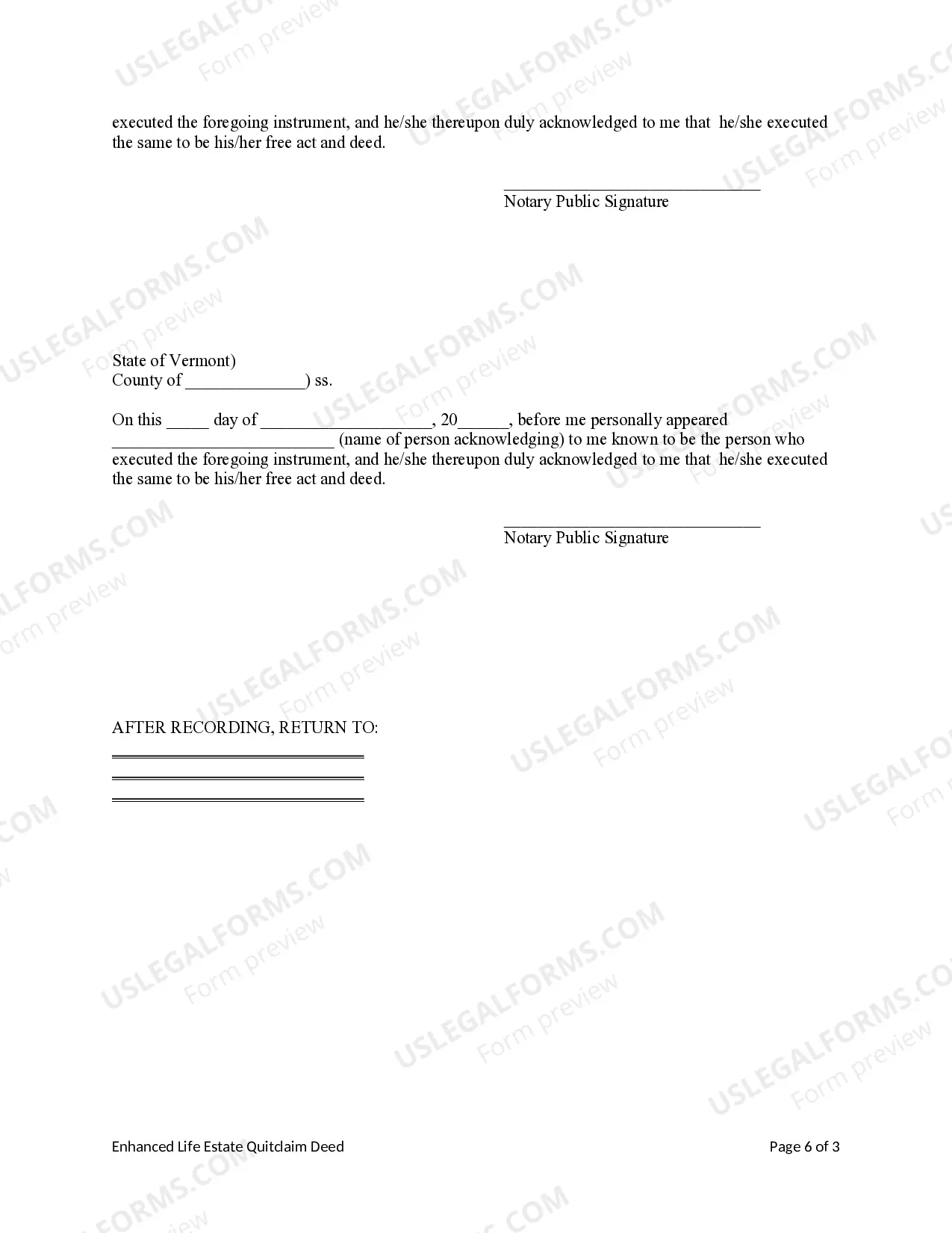 Preview Enhanced Life Estate Deed (a.k.a. Lady Bird Deed) from two individuals / husband and wife to two individuals / husband and wife.