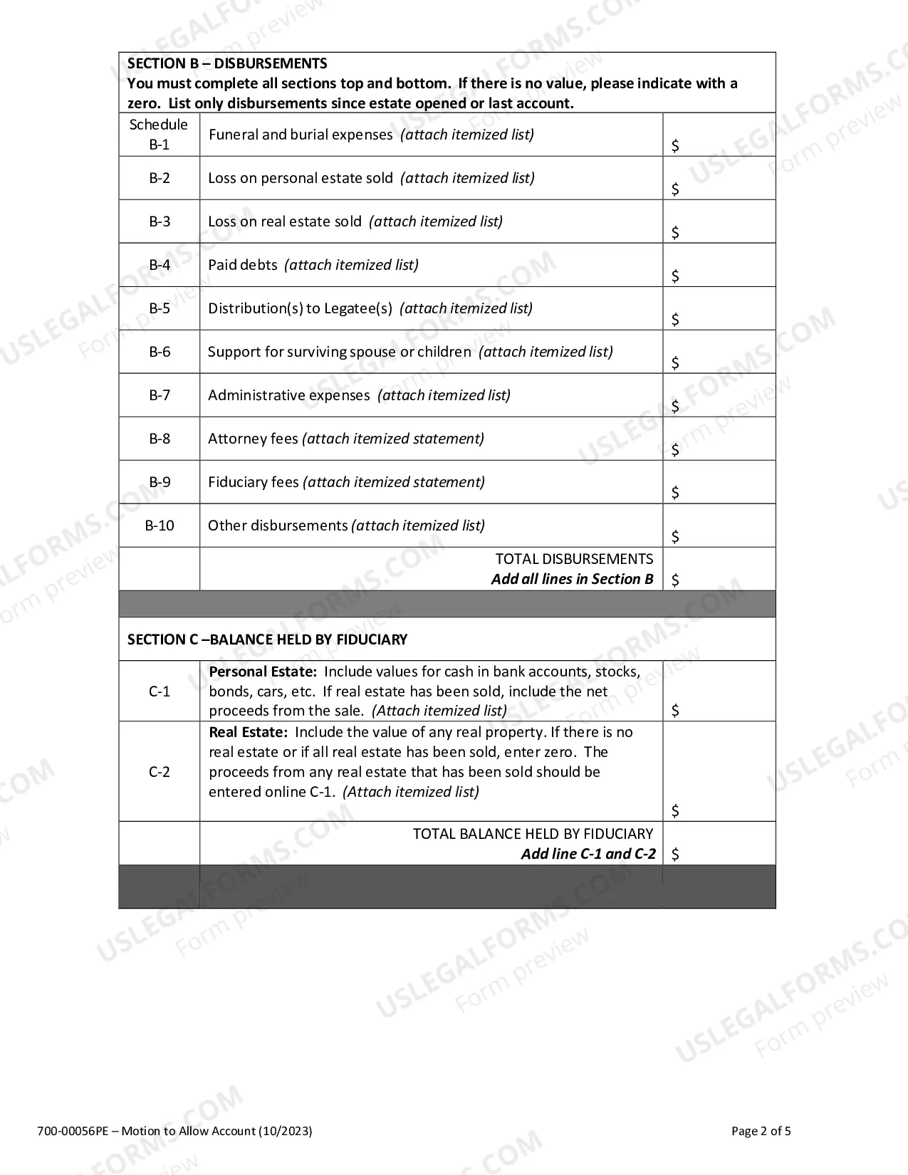 Preview Summary of Account of Executor