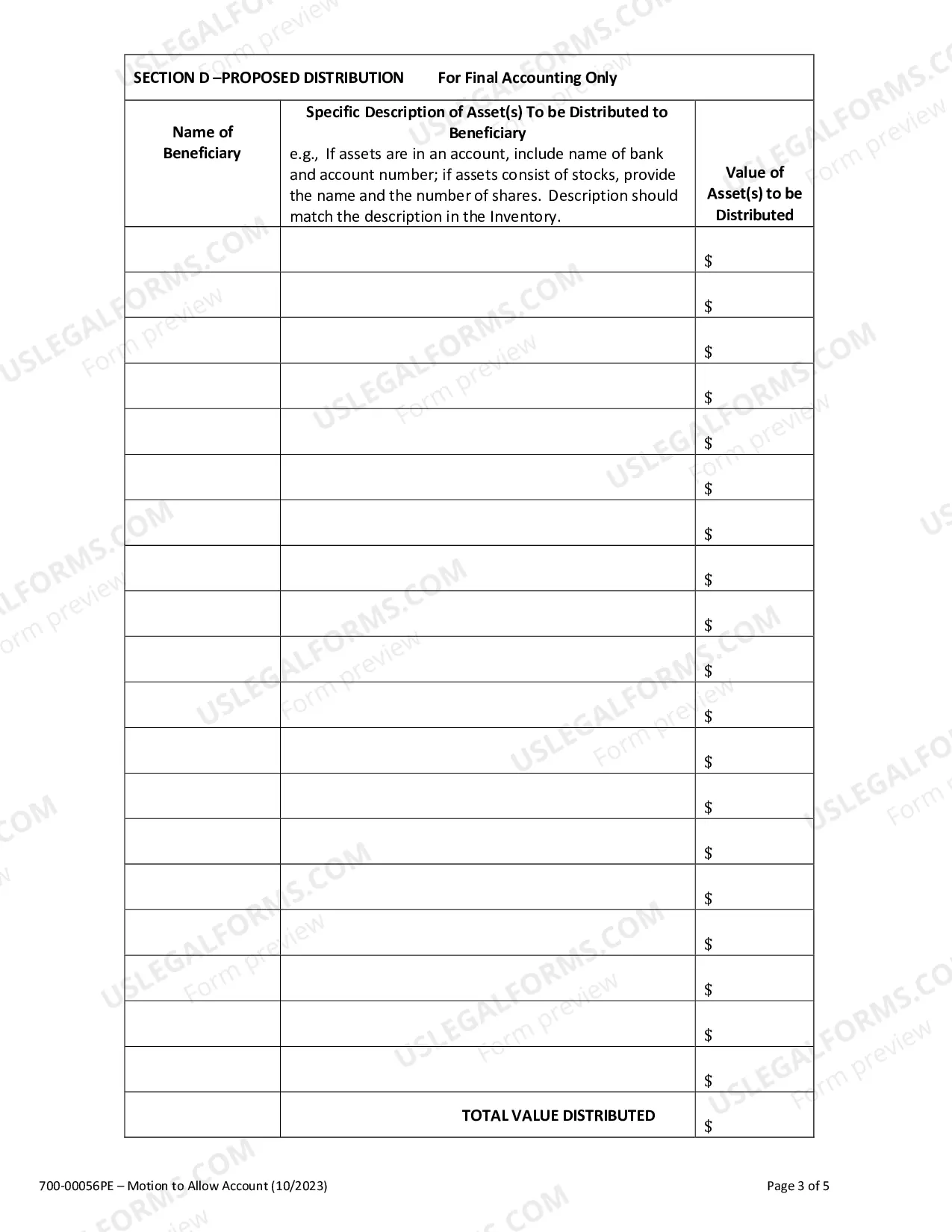 Preview Summary of Account of Executor