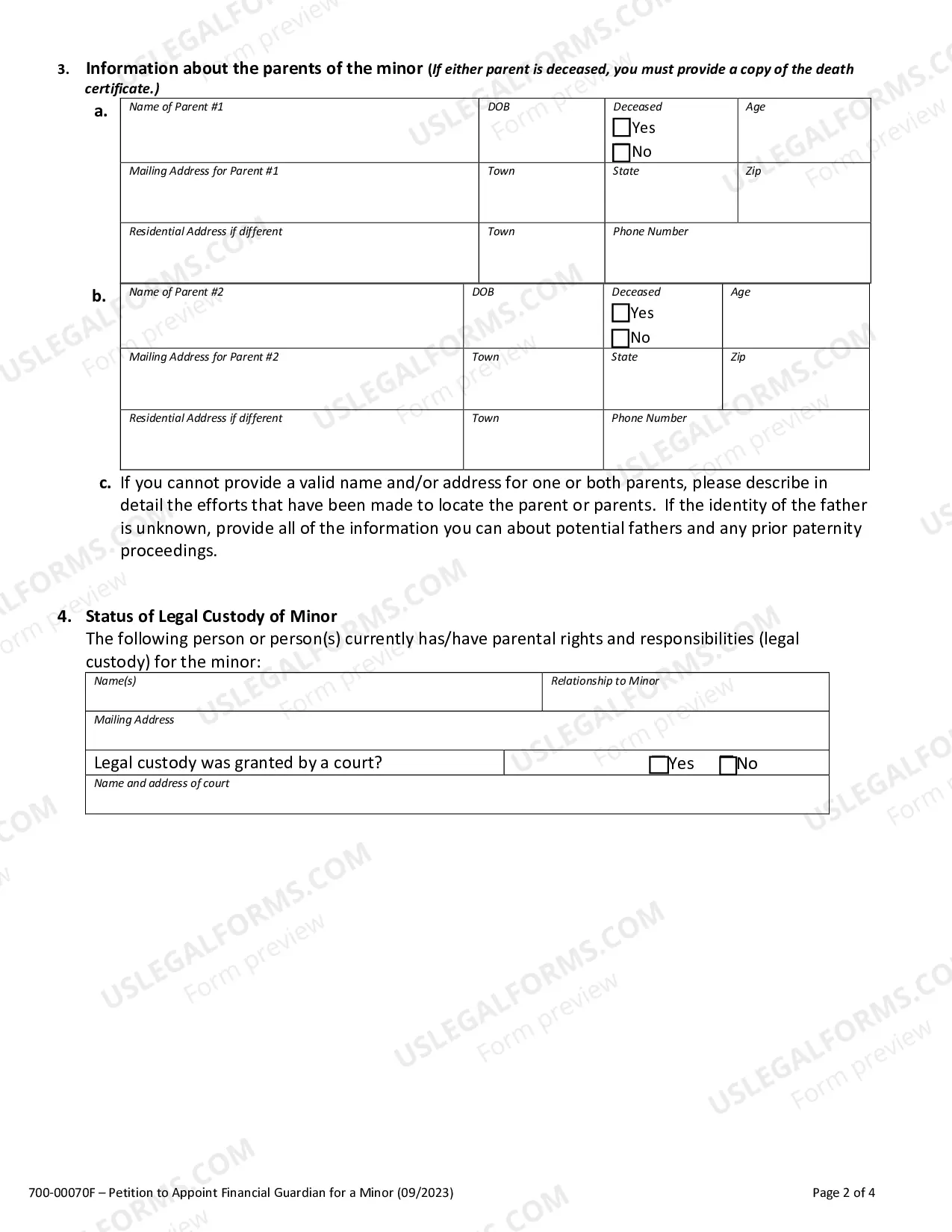 Preview Petition to Appoint a Financial Guardian for a Minor
