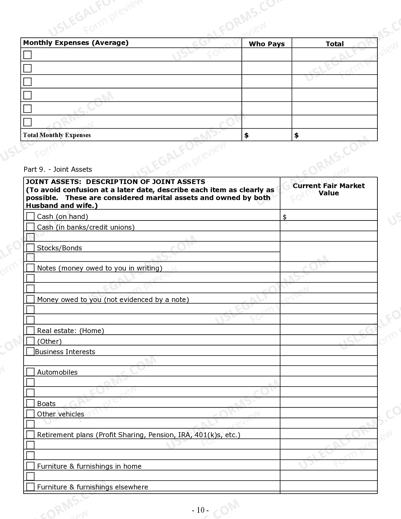 Preview Divorce Worksheet and Law Summary for Contested or Uncontested Case of over 25 pages - Ideal Client Interview Form