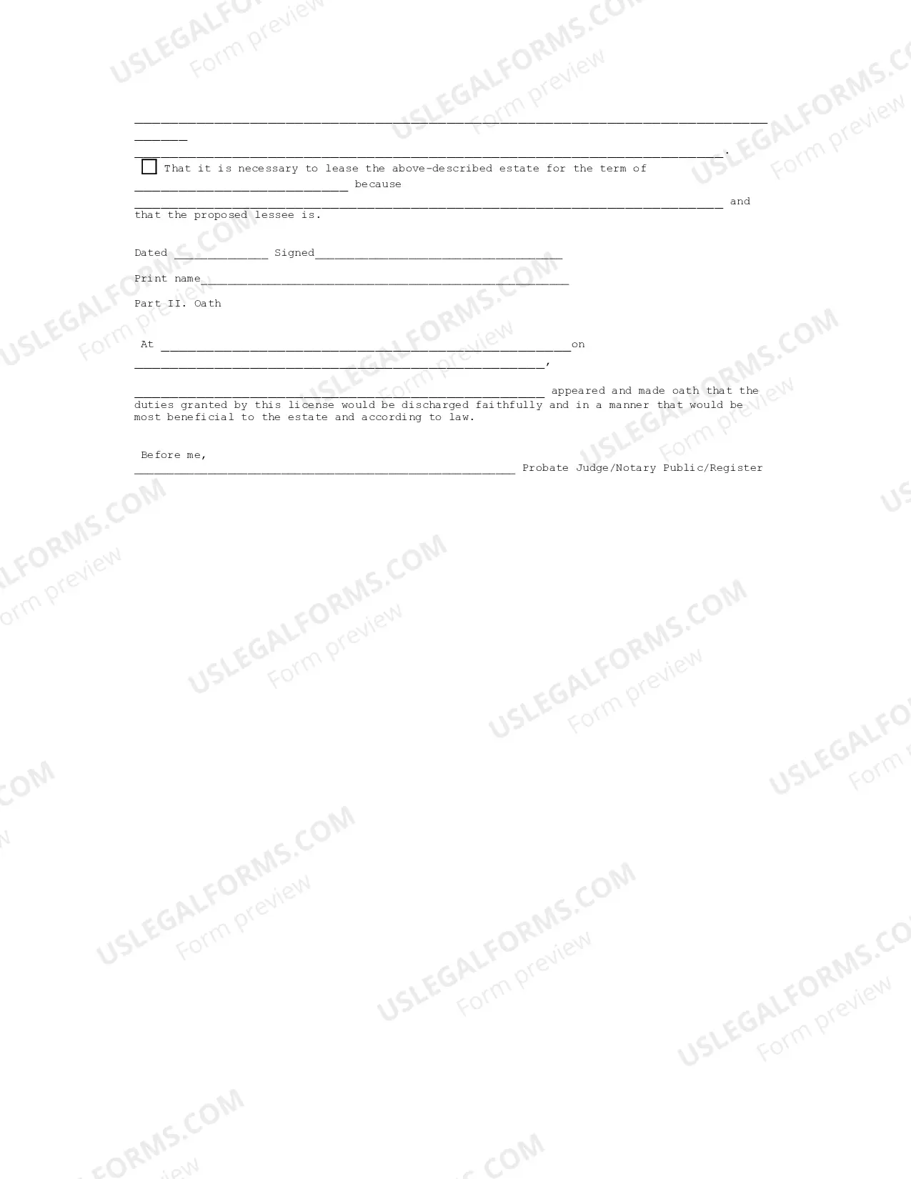 Preview Motion for License to Convey, Mortgage, or Lease Real Estate