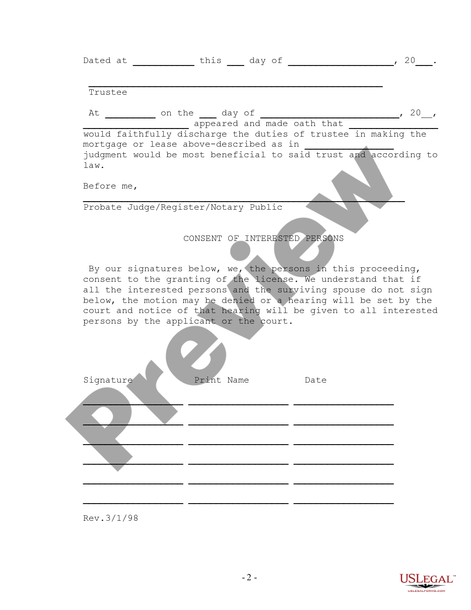 form Motion for License to Mortgage or Lease preview