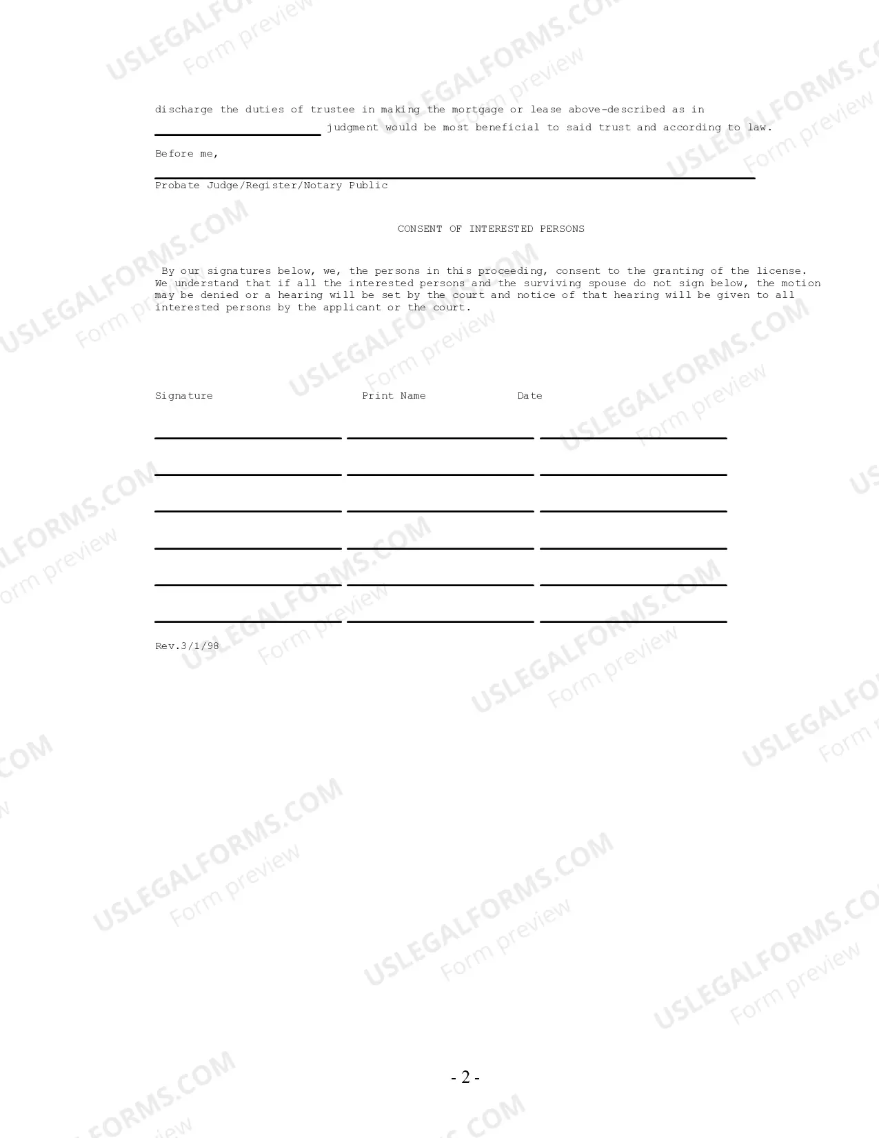 Preview Motion For License To Mortgage Or Lease