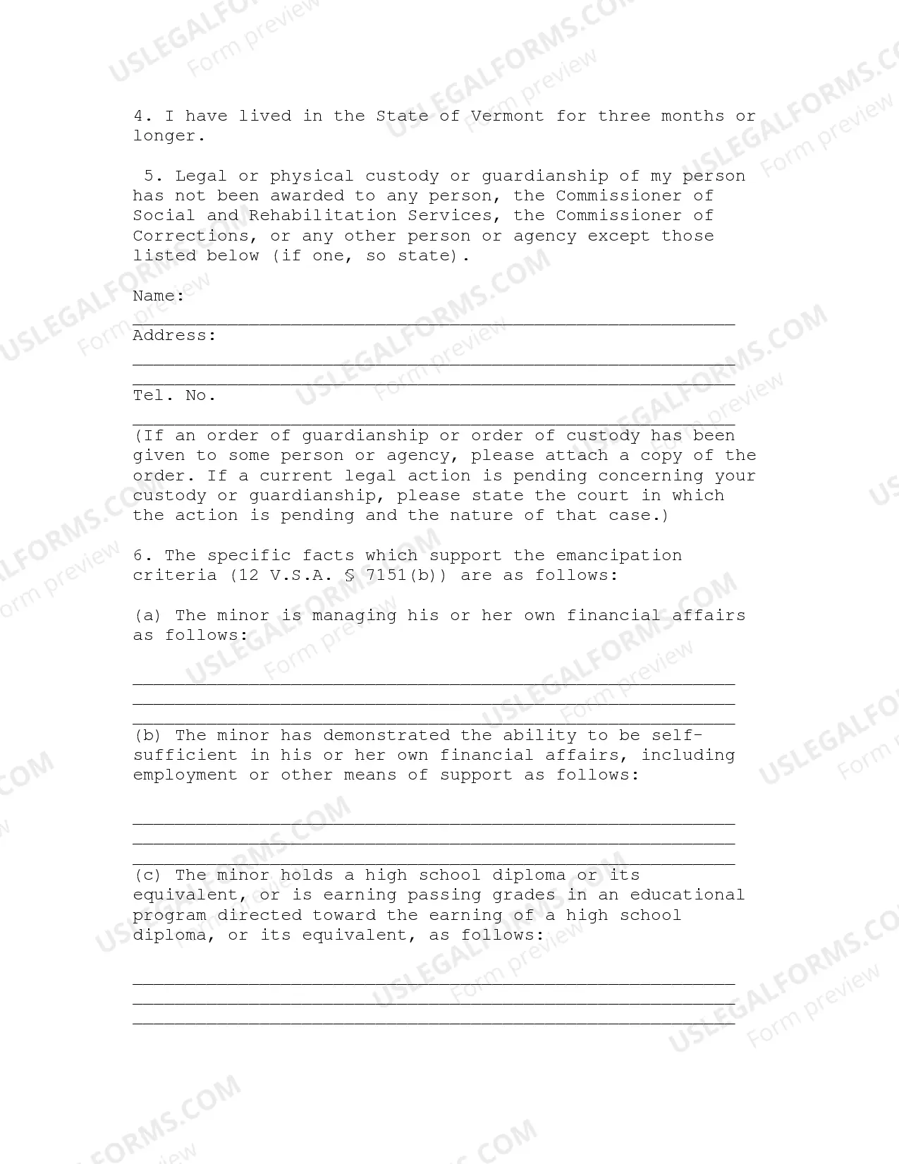 Preview Emancipation Petition