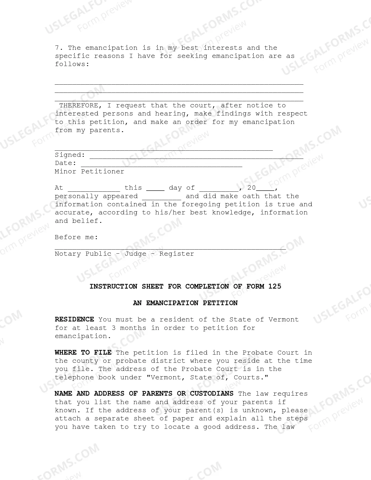 Preview Emancipation Petition