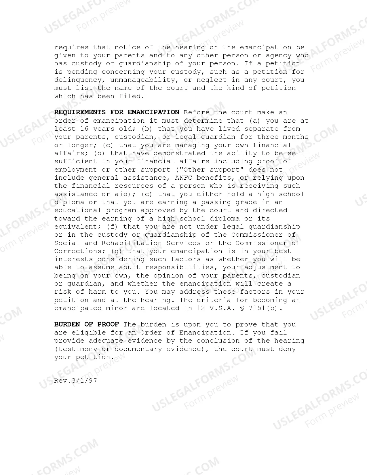 Preview Emancipation Petition