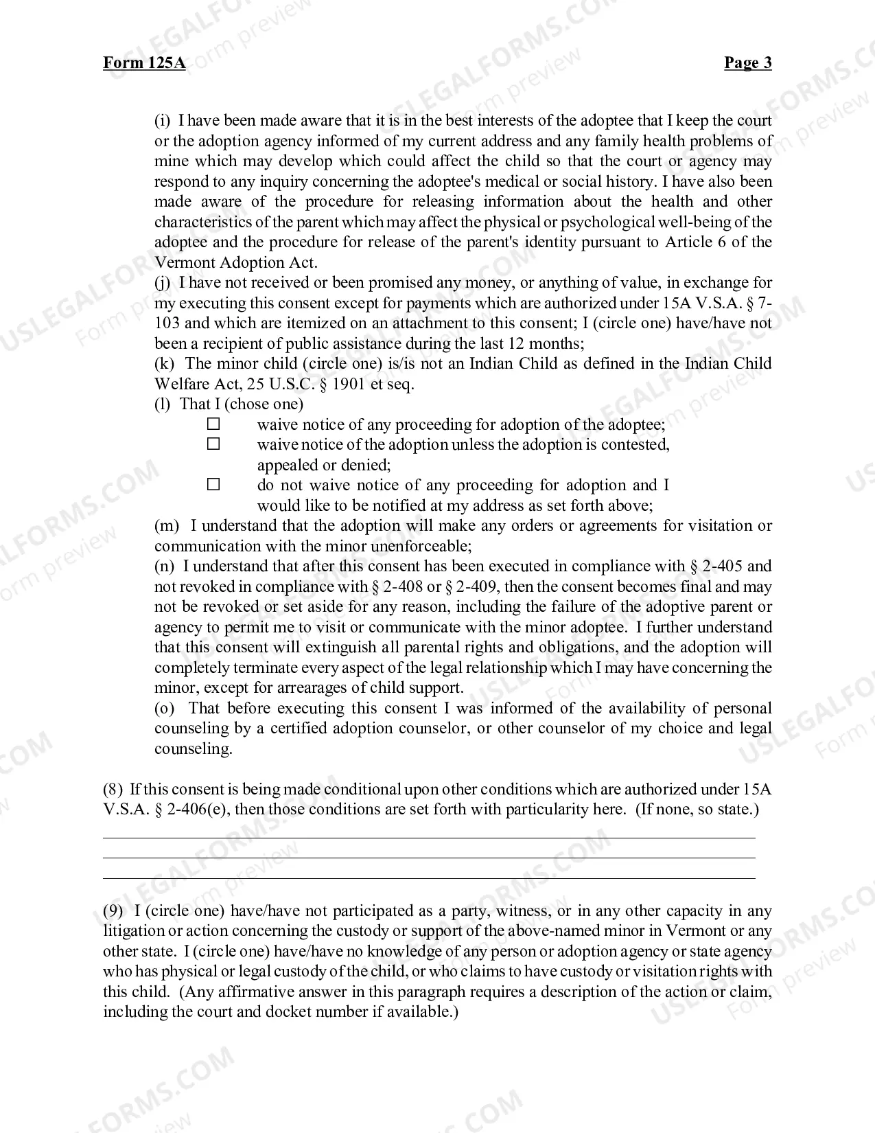Preview Consent to Adoption