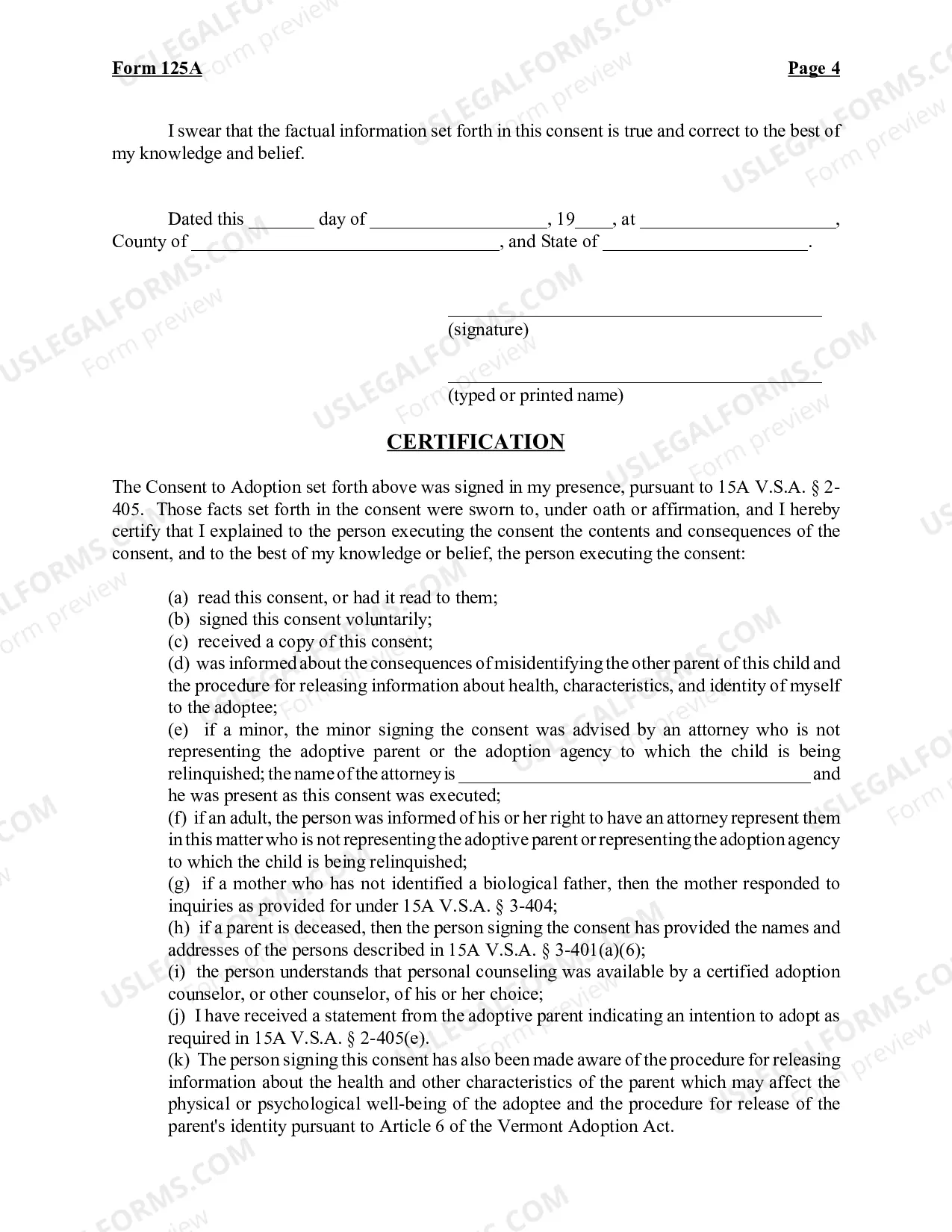 Preview Consent to Adoption