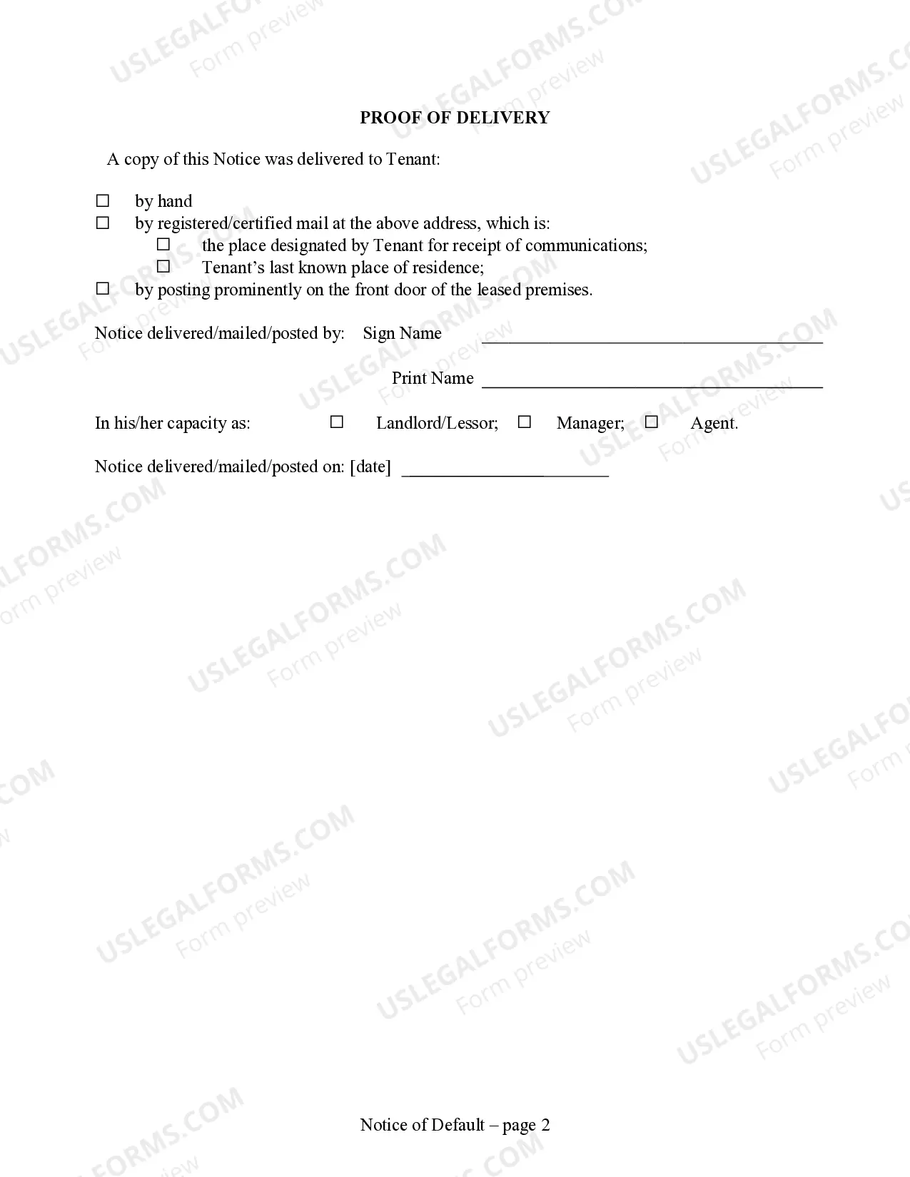 Preview 30 Day Notice to Terminate Lease for Material Breach - Residential