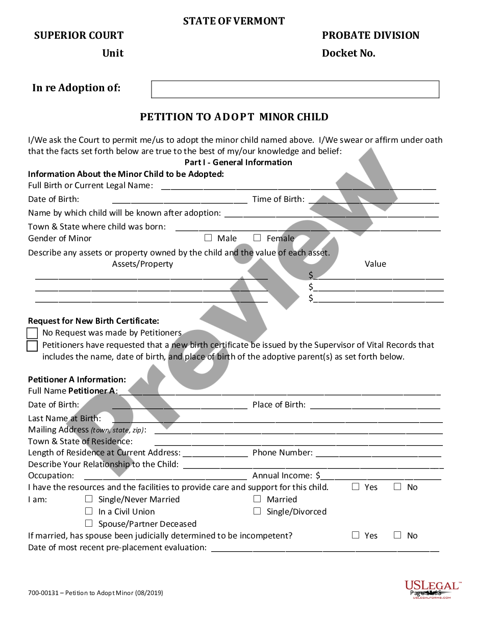 page 0 Adoption Petition preview
