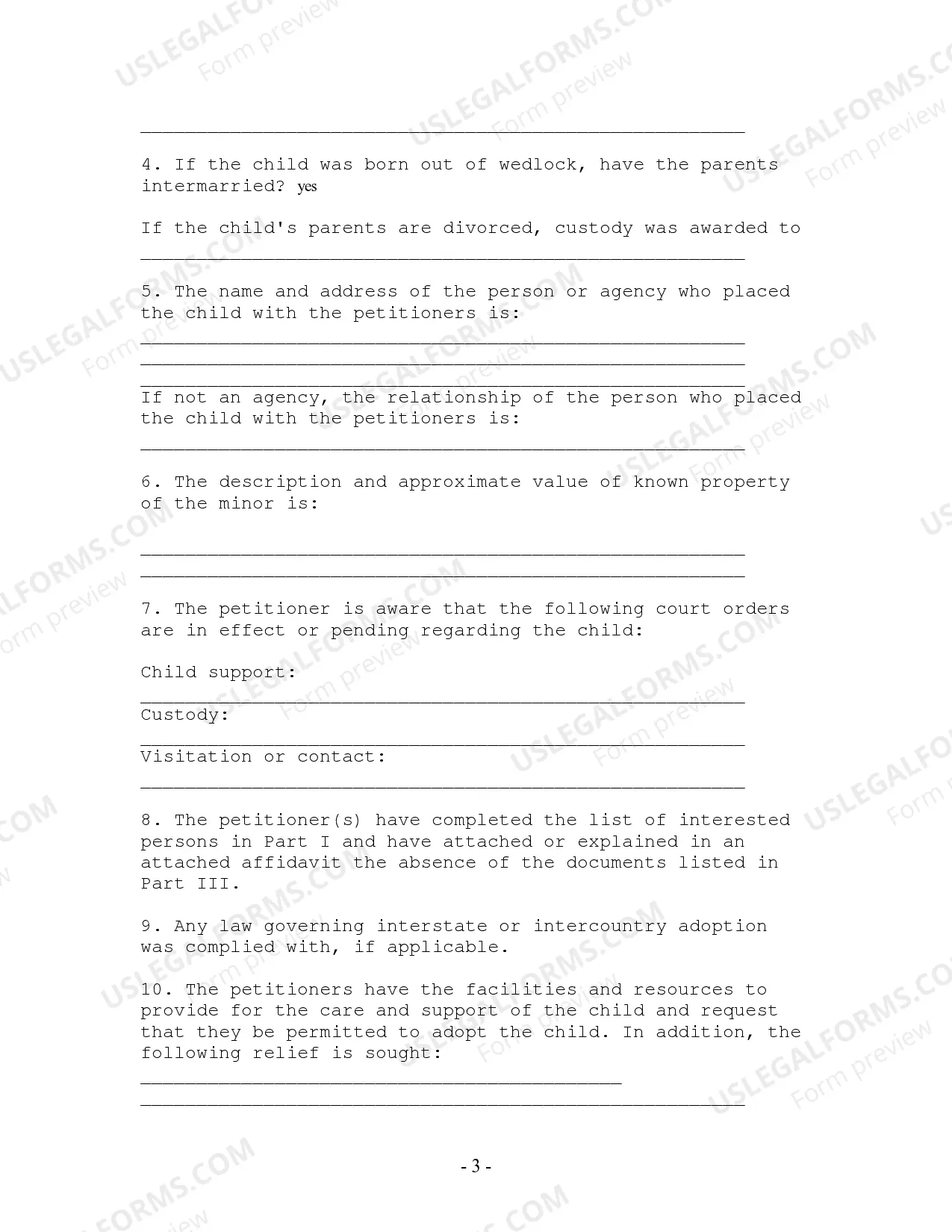 Preview Adoption Petition