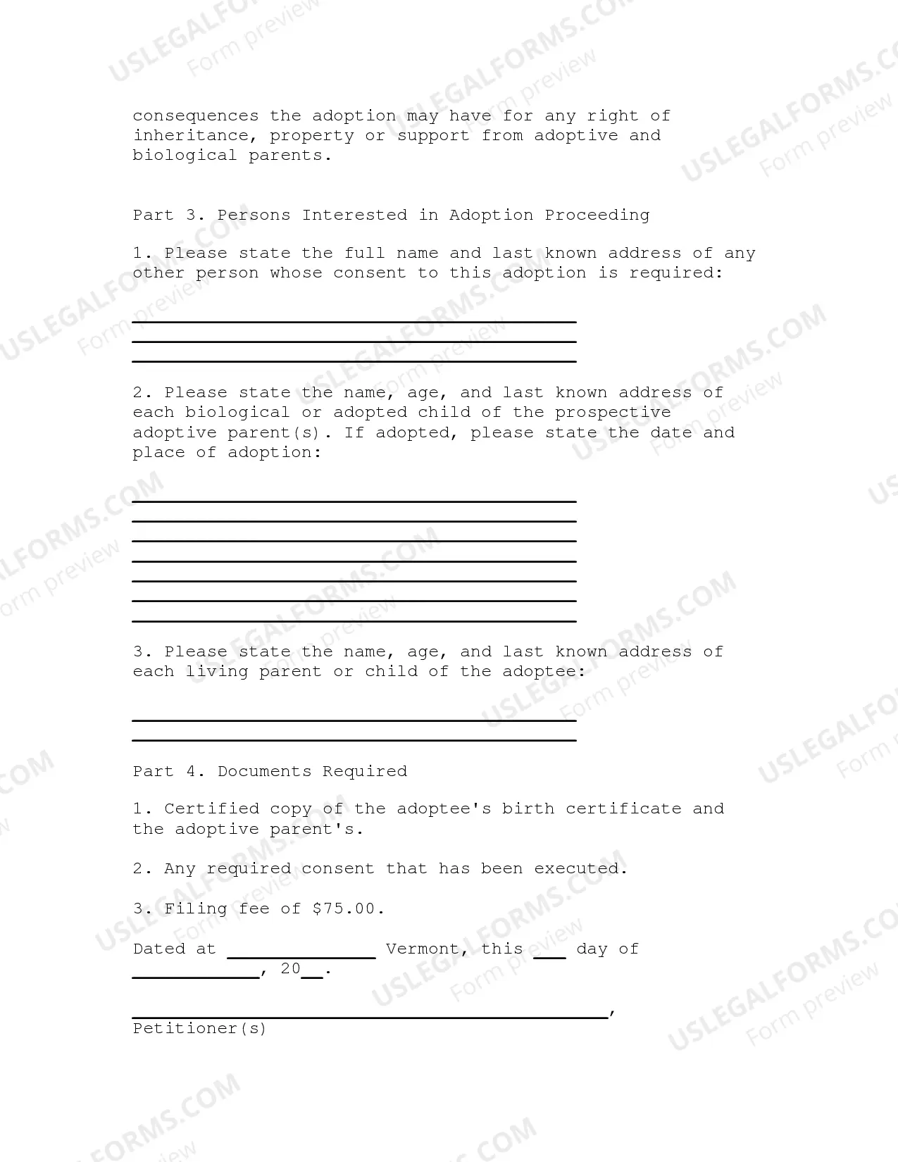 Preview Adult Adoption Petition