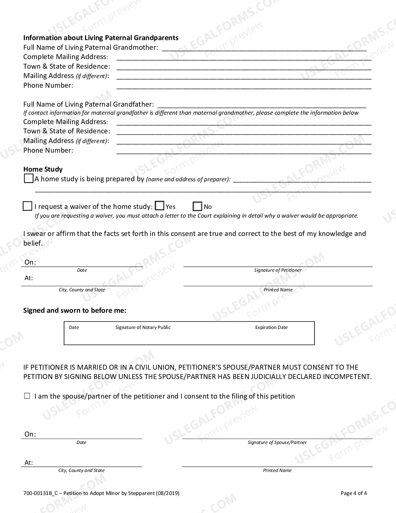 Preview Petition to Adopt Minor by a Stepparent