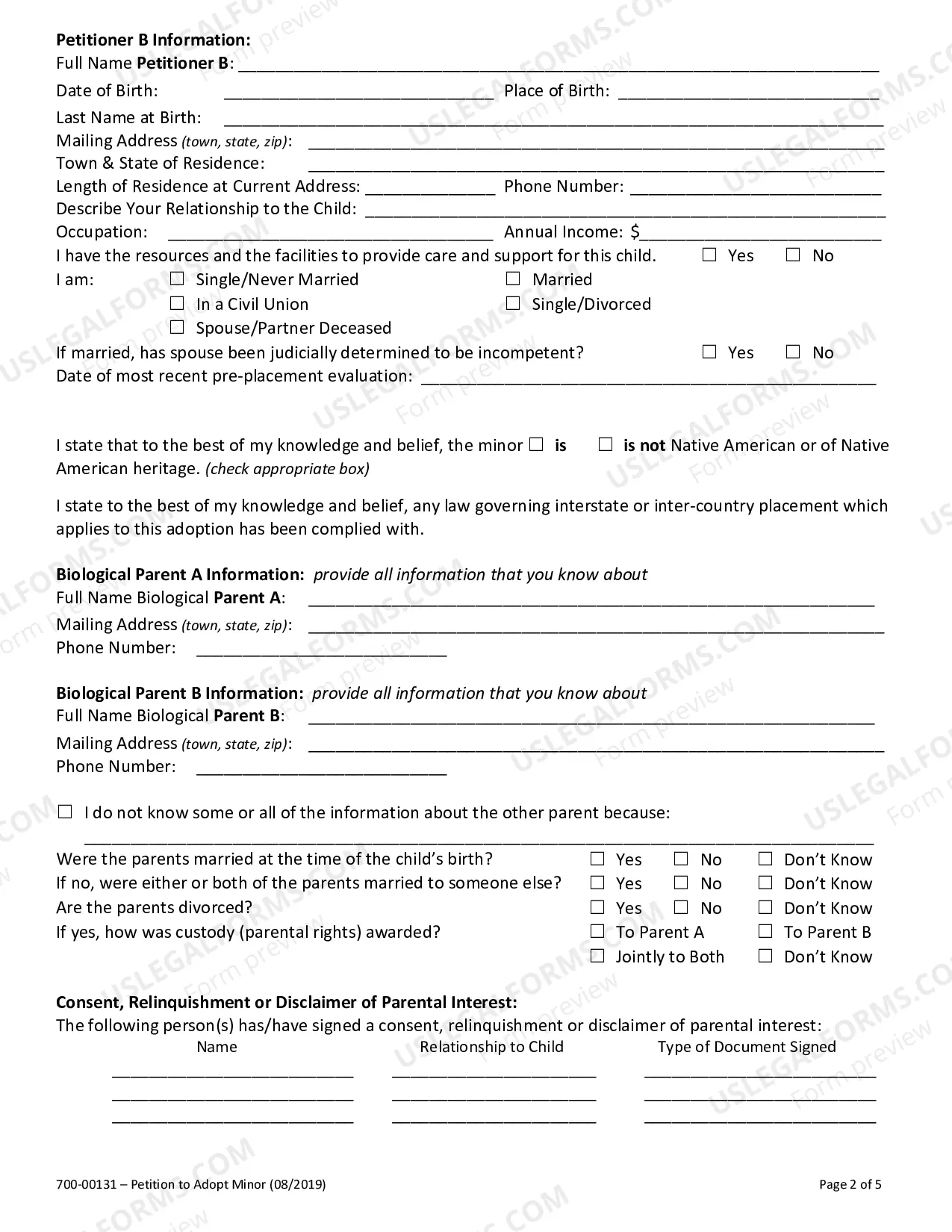 Preview Petition to Adopt a Minor by Parent's Partner
