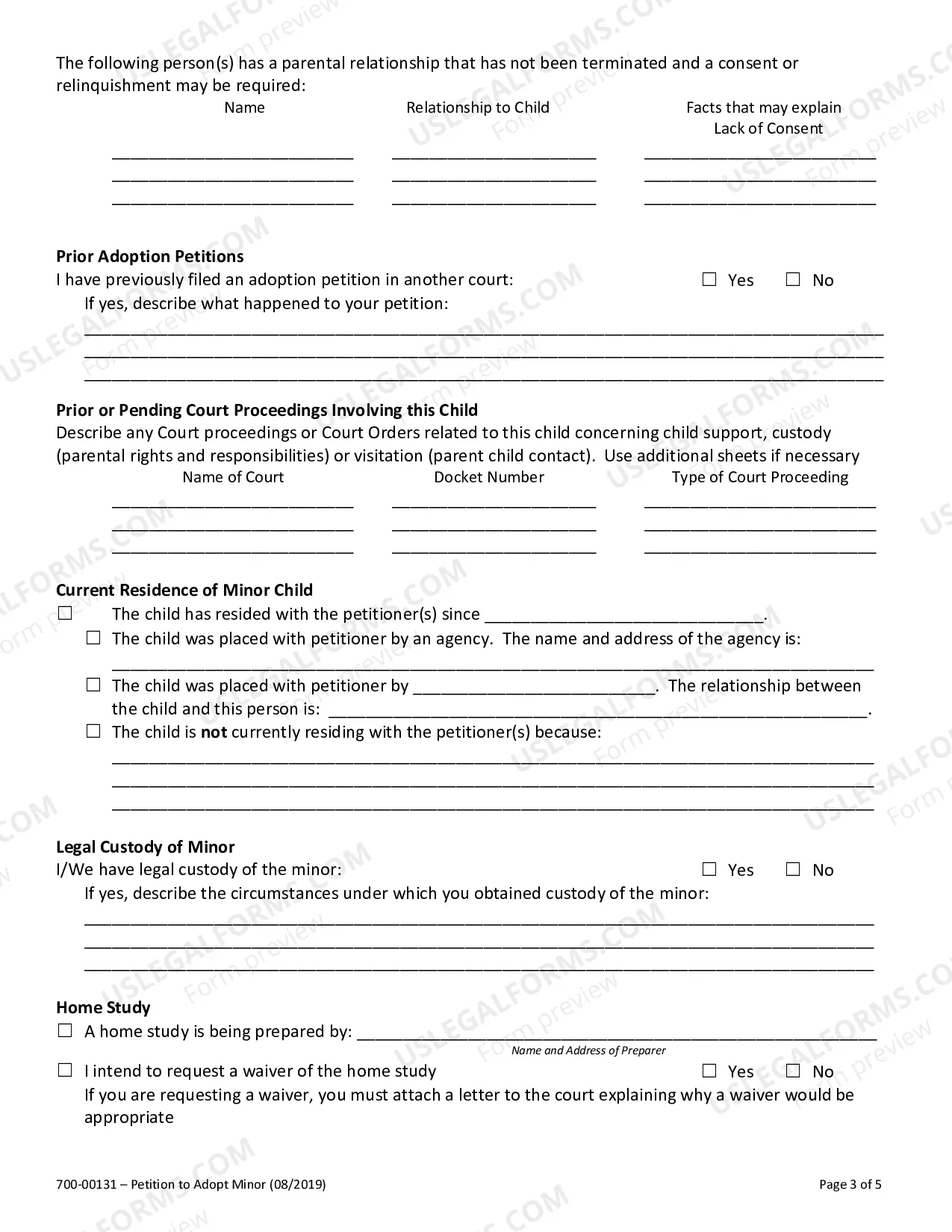 Preview Petition to Adopt a Minor by Parent's Partner