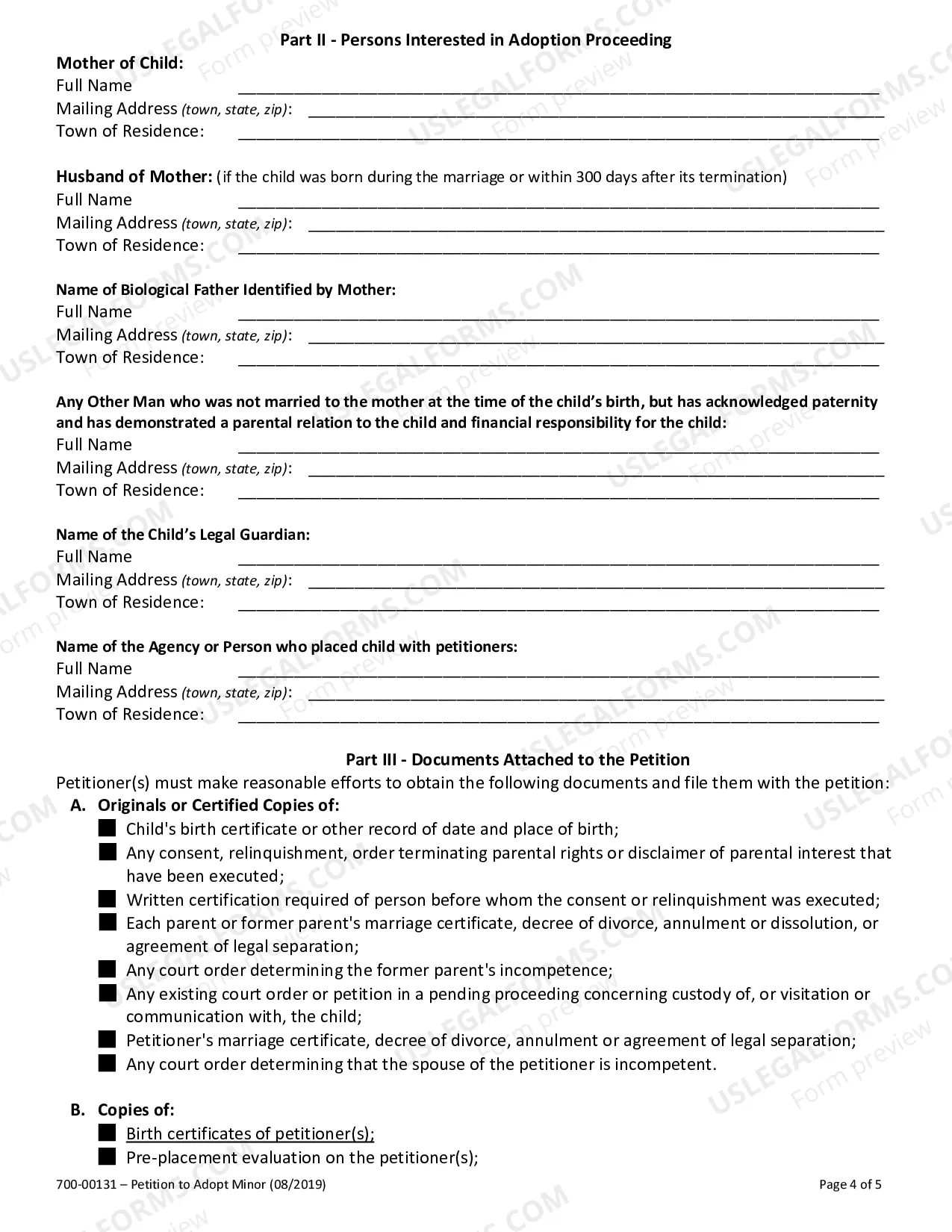 Preview Petition to Adopt a Minor by Parent's Partner
