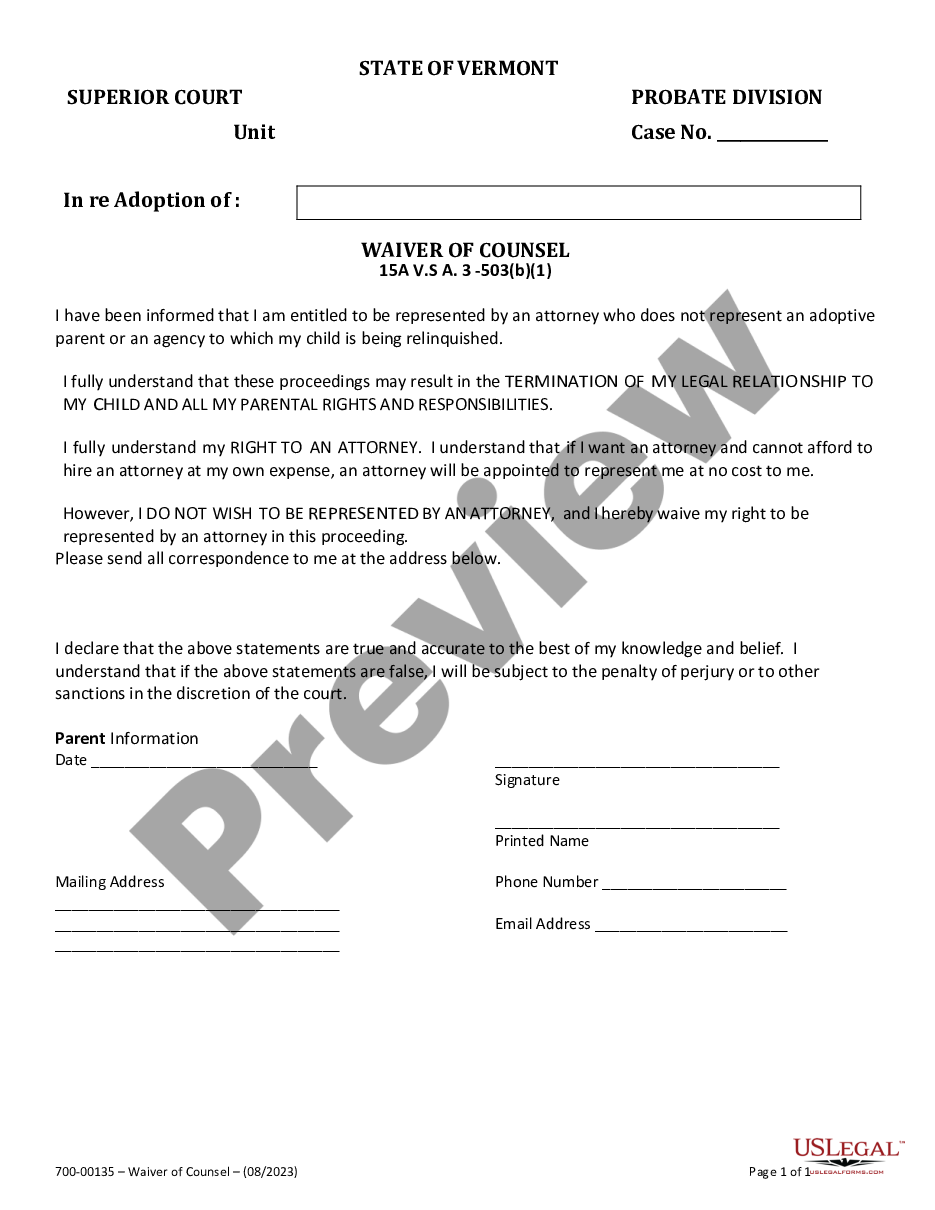 form Waiver of Counsel preview