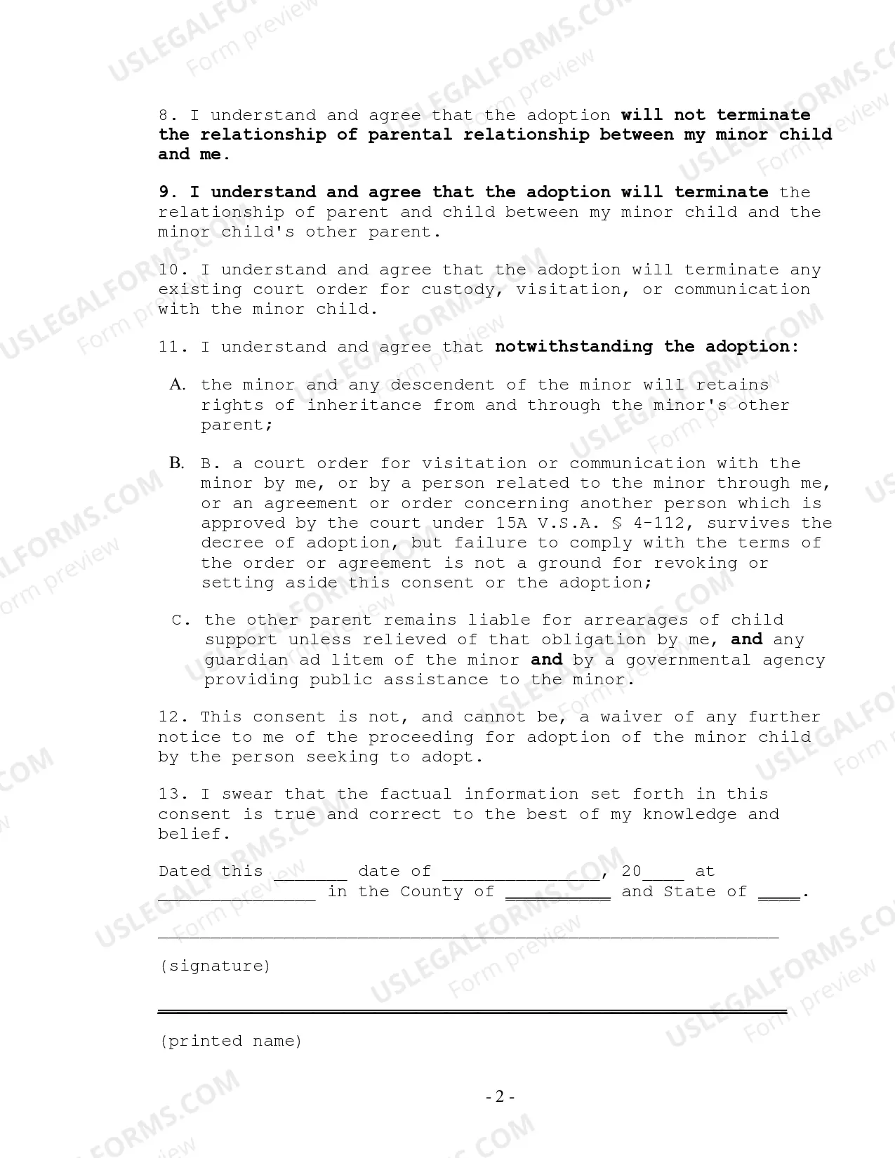Preview Consent of Stepparent's Spouse