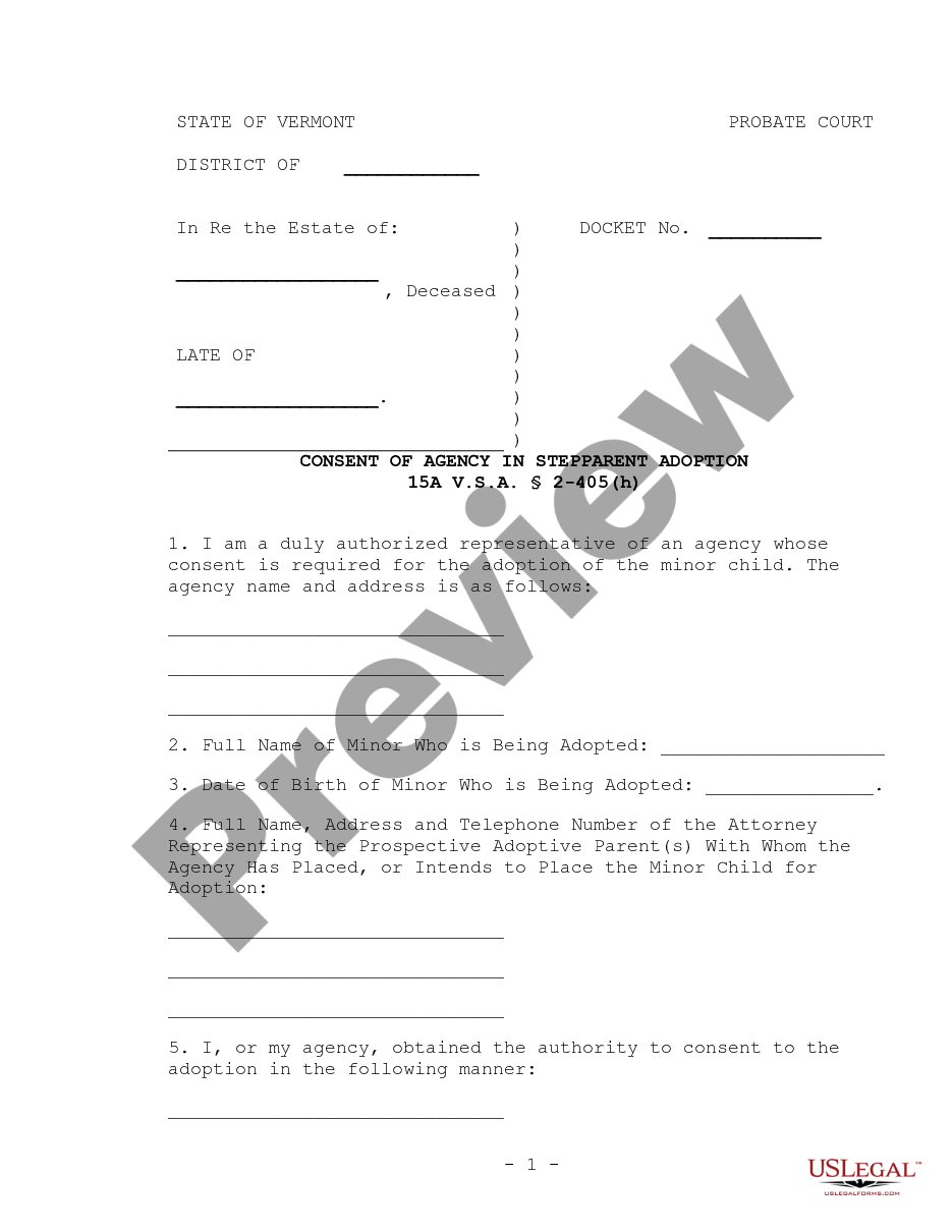 page 0 Consent Of Agency In Nonstepparent Adoption preview