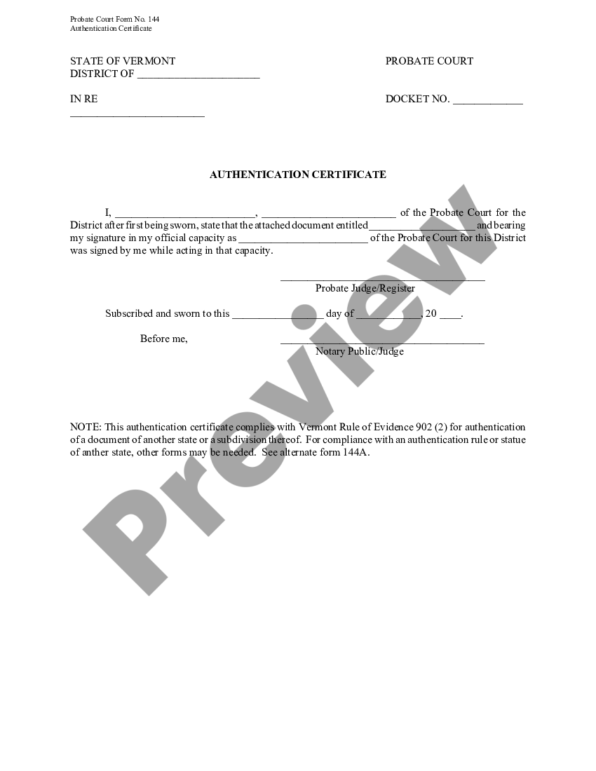 form Authentication Certificate preview