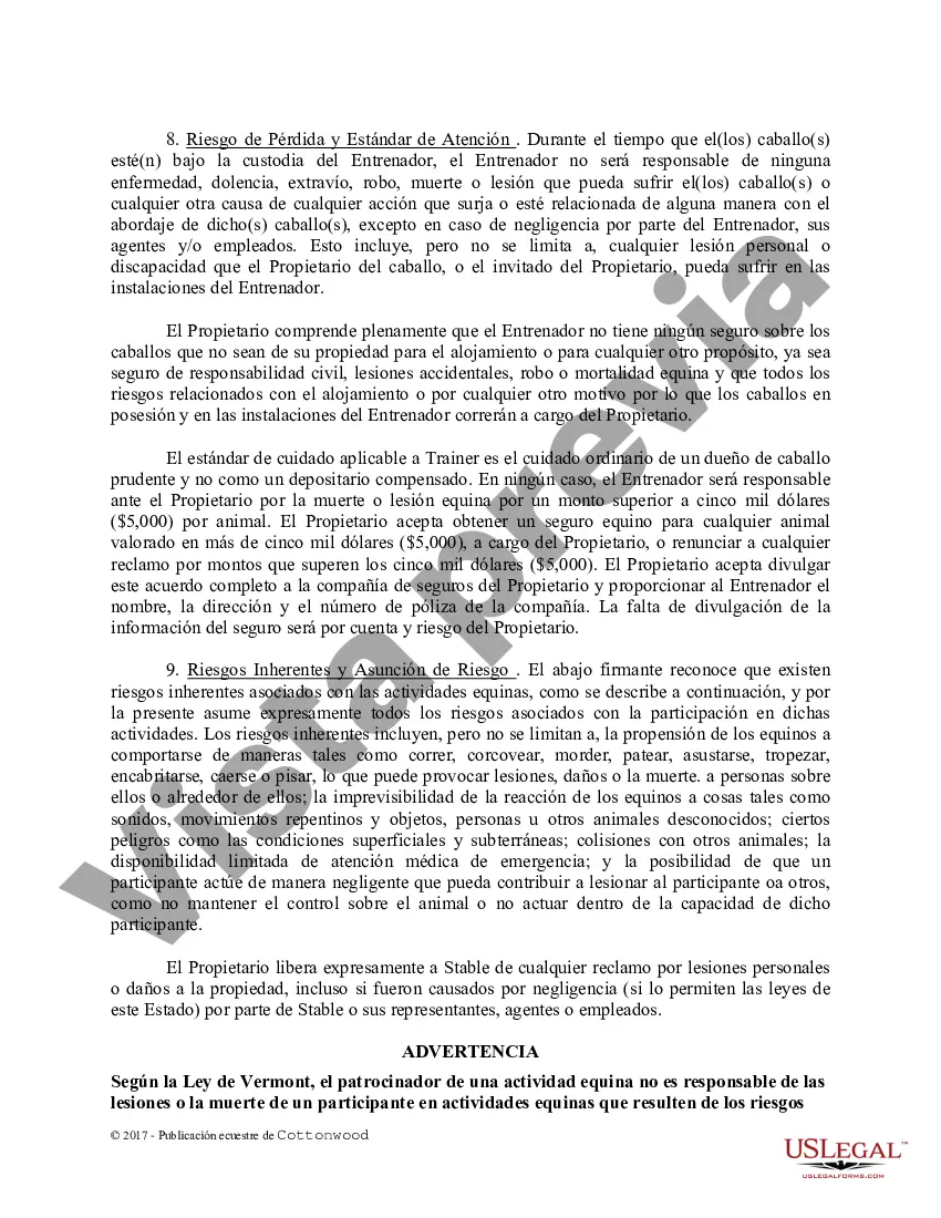 Preview Contrato de Entrenamiento - Caballo Equino Formas