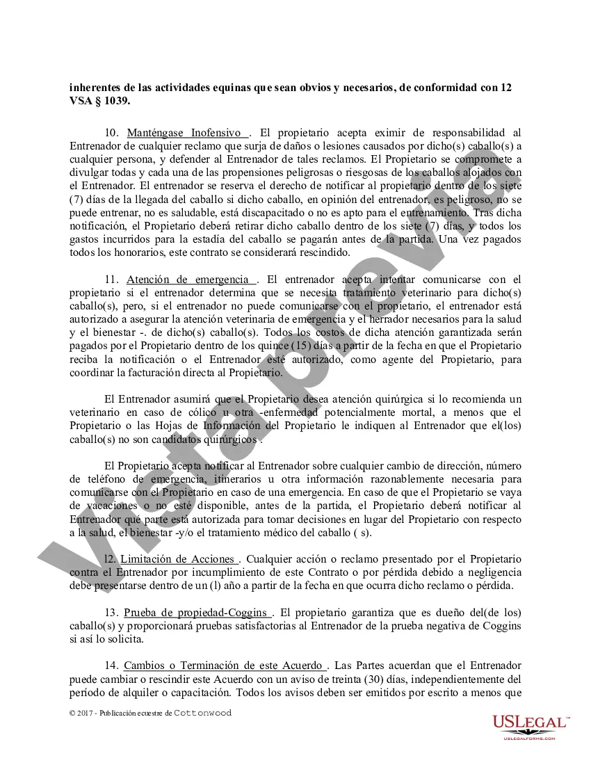 Preview Contrato de Entrenamiento - Caballo Equino Formas