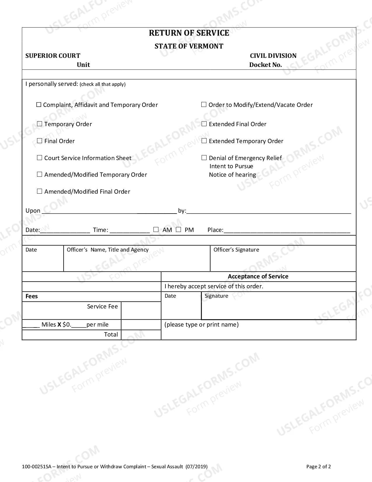 Preview Intention to Pursue or Withdraw Complaint for Order Against Stalking or Sexual Assault