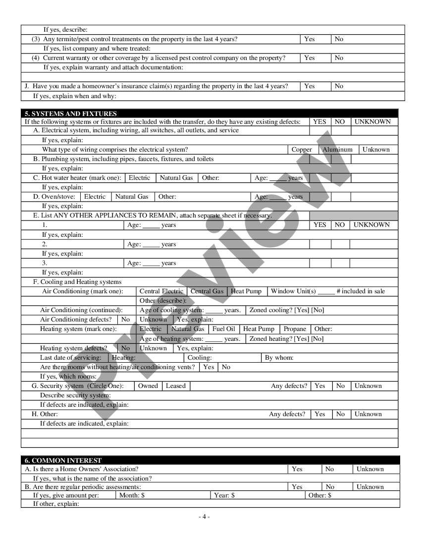 Vermont Residential Real Estate Sales Disclosure Statement Vermont