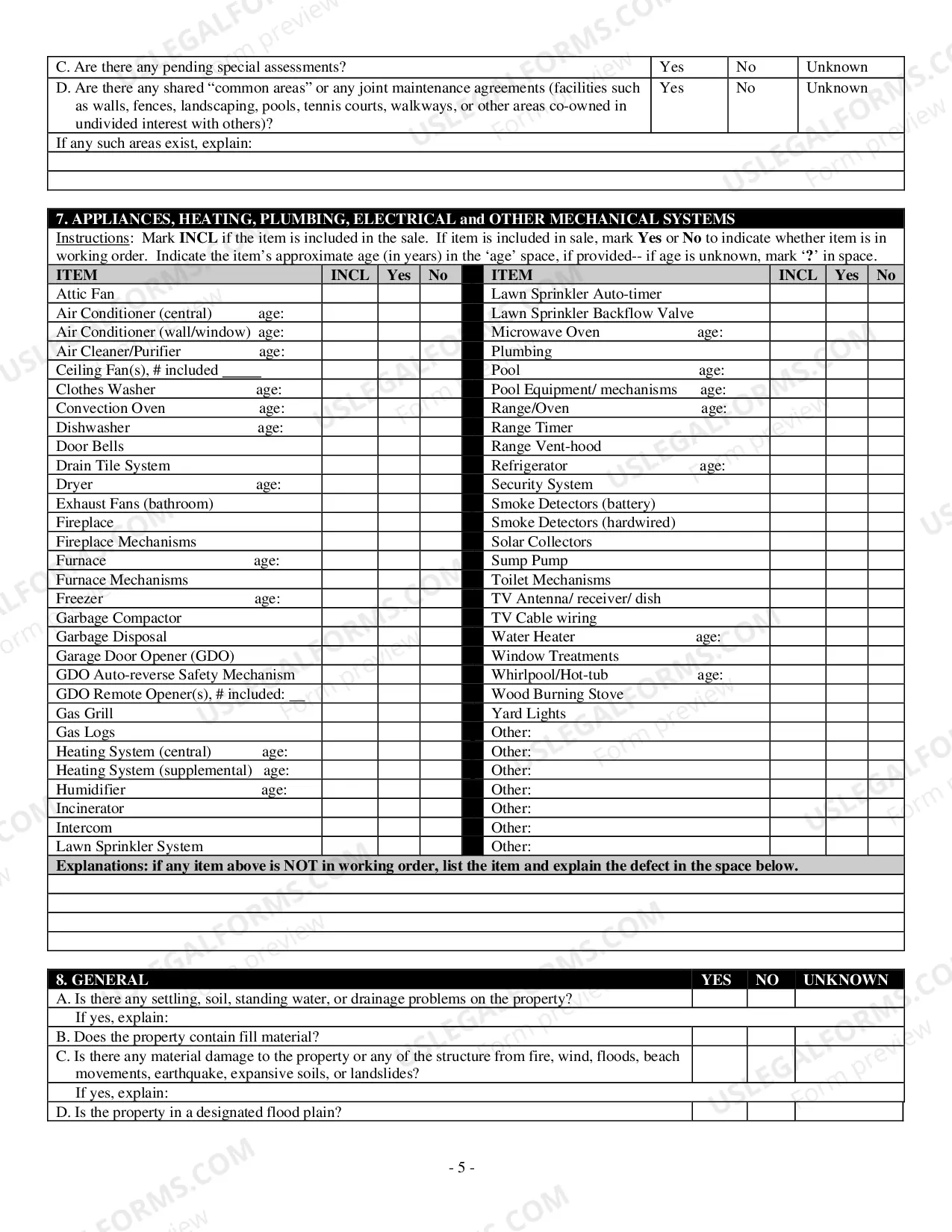 Preview Residential Real Estate Sales Disclosure Statement