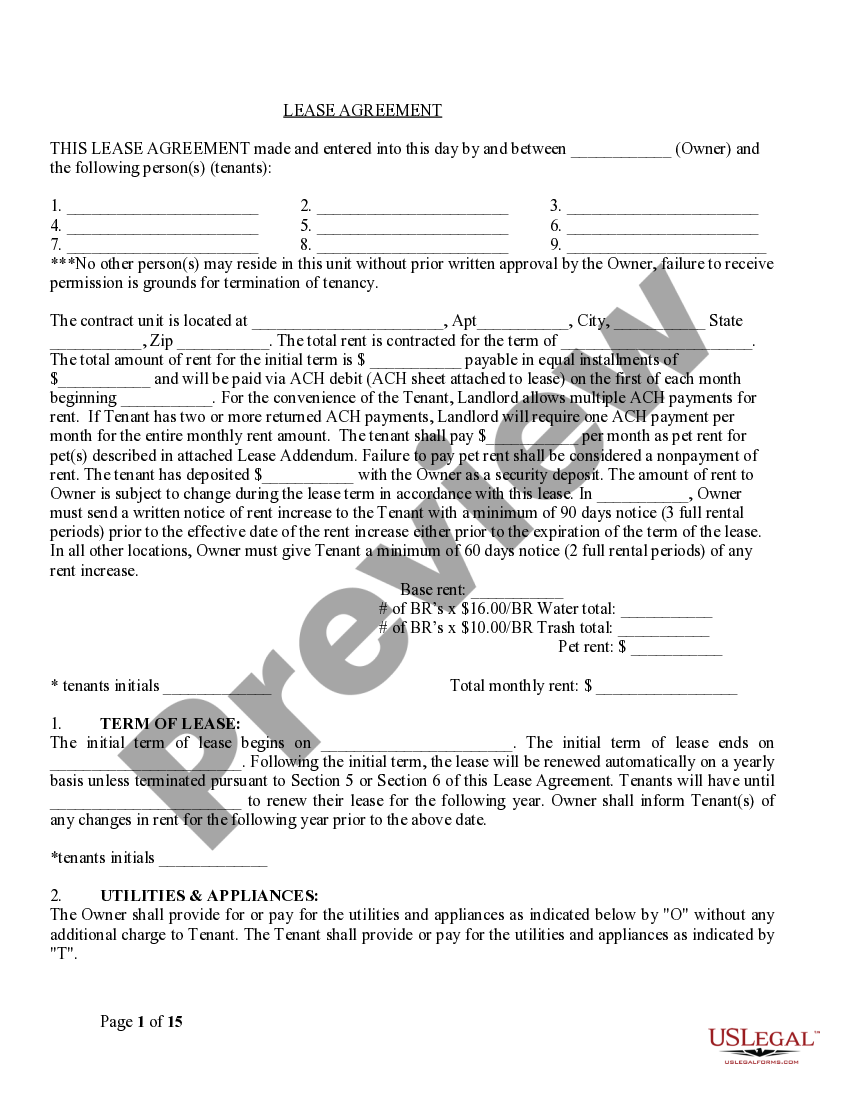 Vermont Residential Lease with Noise Ordinance US Legal Forms