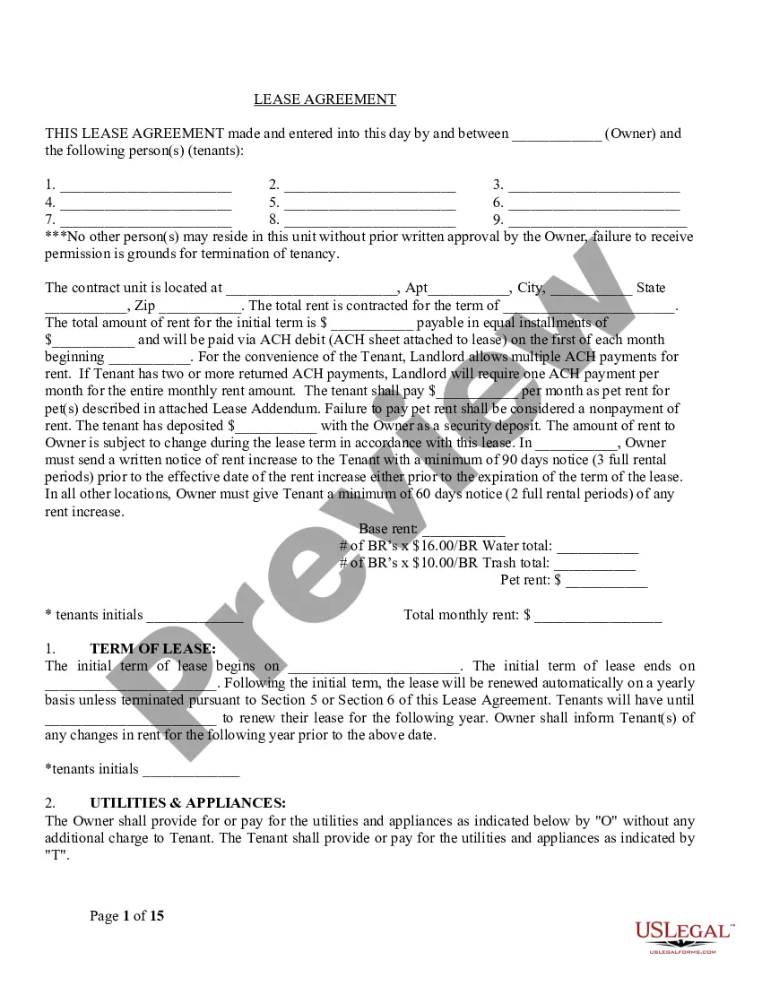 Preview Vermont Residential Lease with Noise Ordinance 