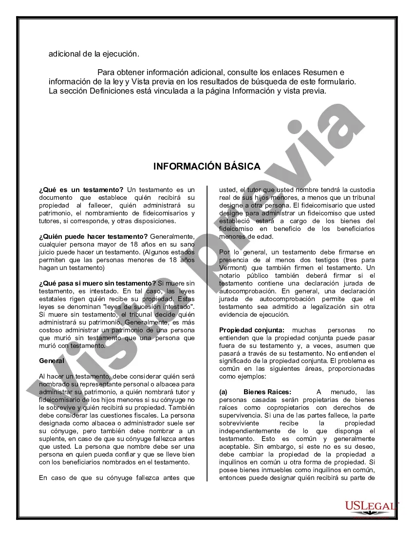 Preview Paquete de Testamentos Mutuos de Últimas Voluntades y Testamentos para Personas Solteras que conviven con Hijos Adultos