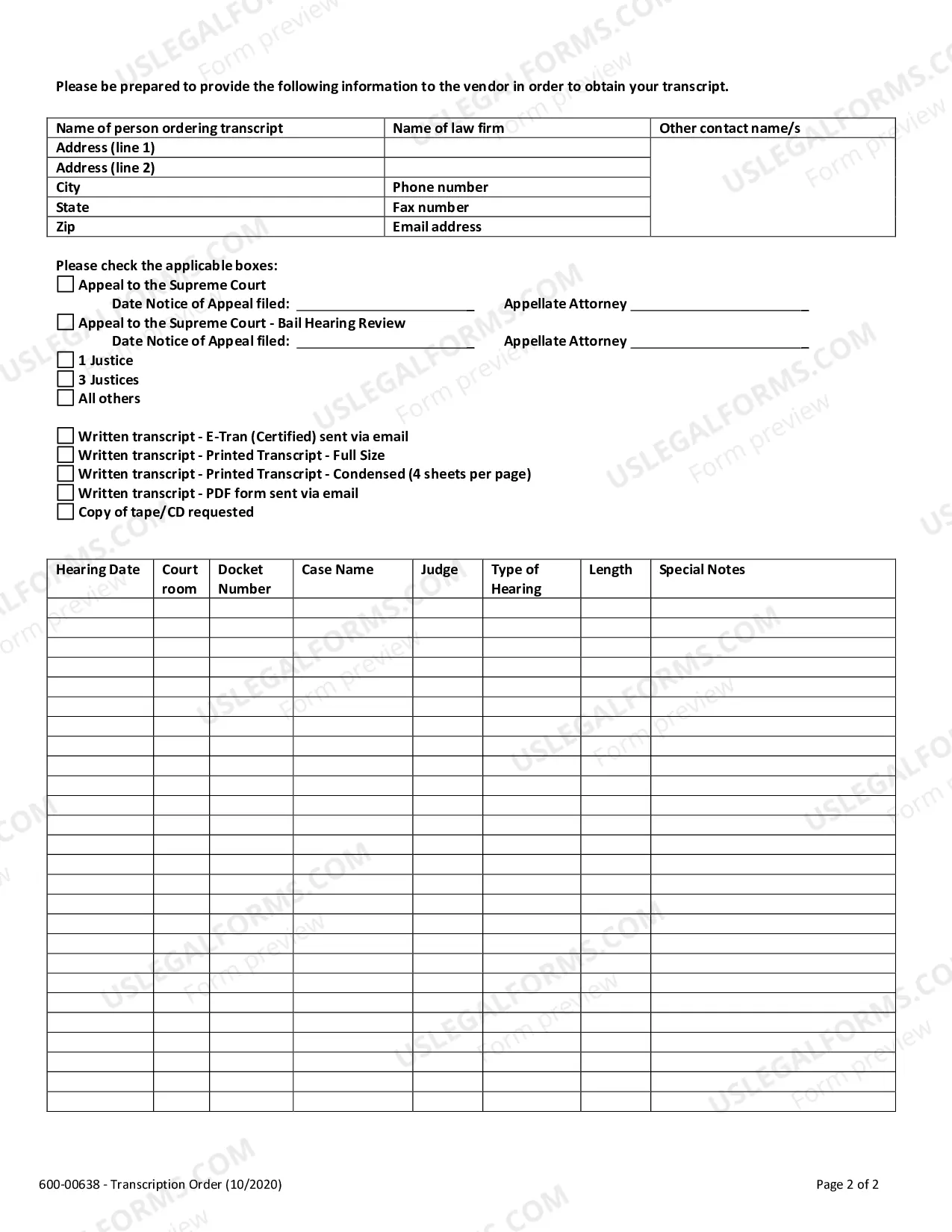 Preview Transcript Order Form