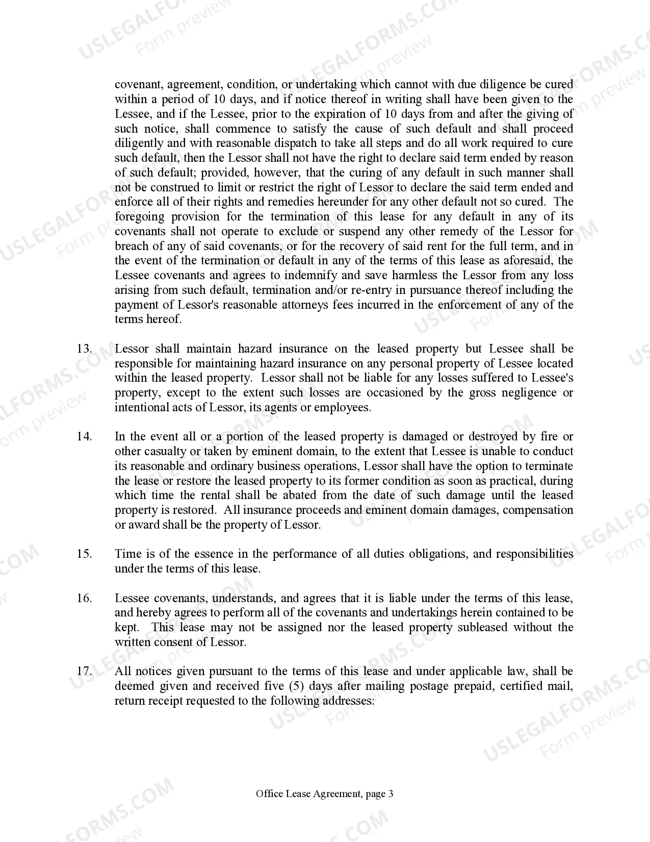 Preview Office Lease Agreement