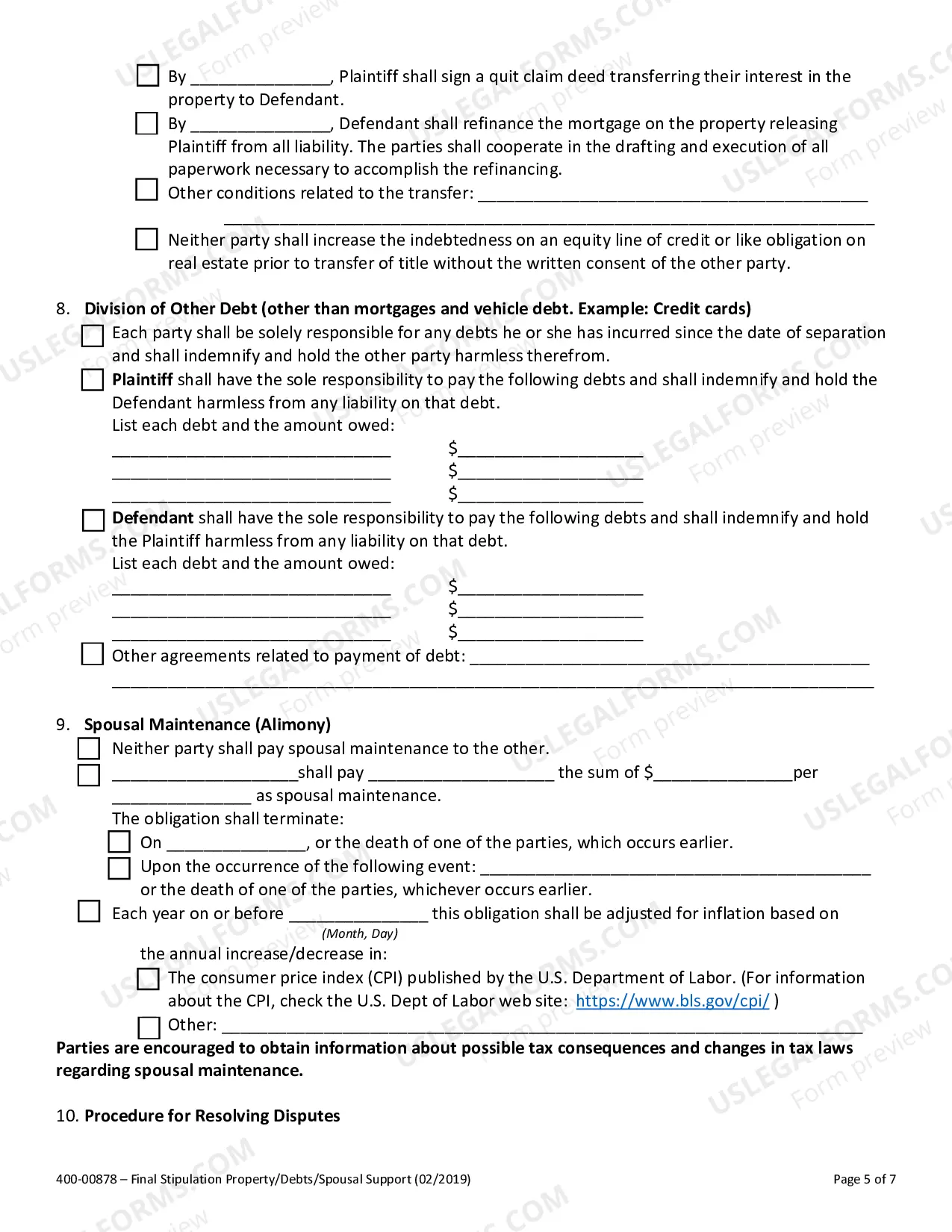 Preview Final Stipulation of Divorce and Separation Agreement
