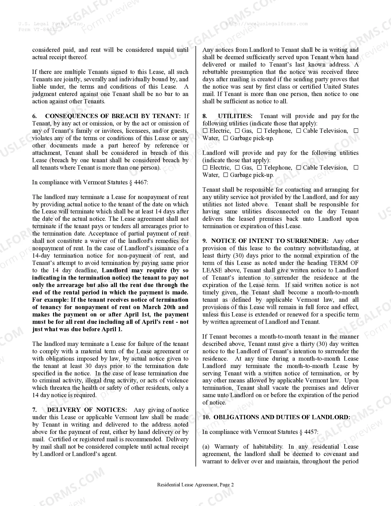 Preview Residential Rental Lease Agreement