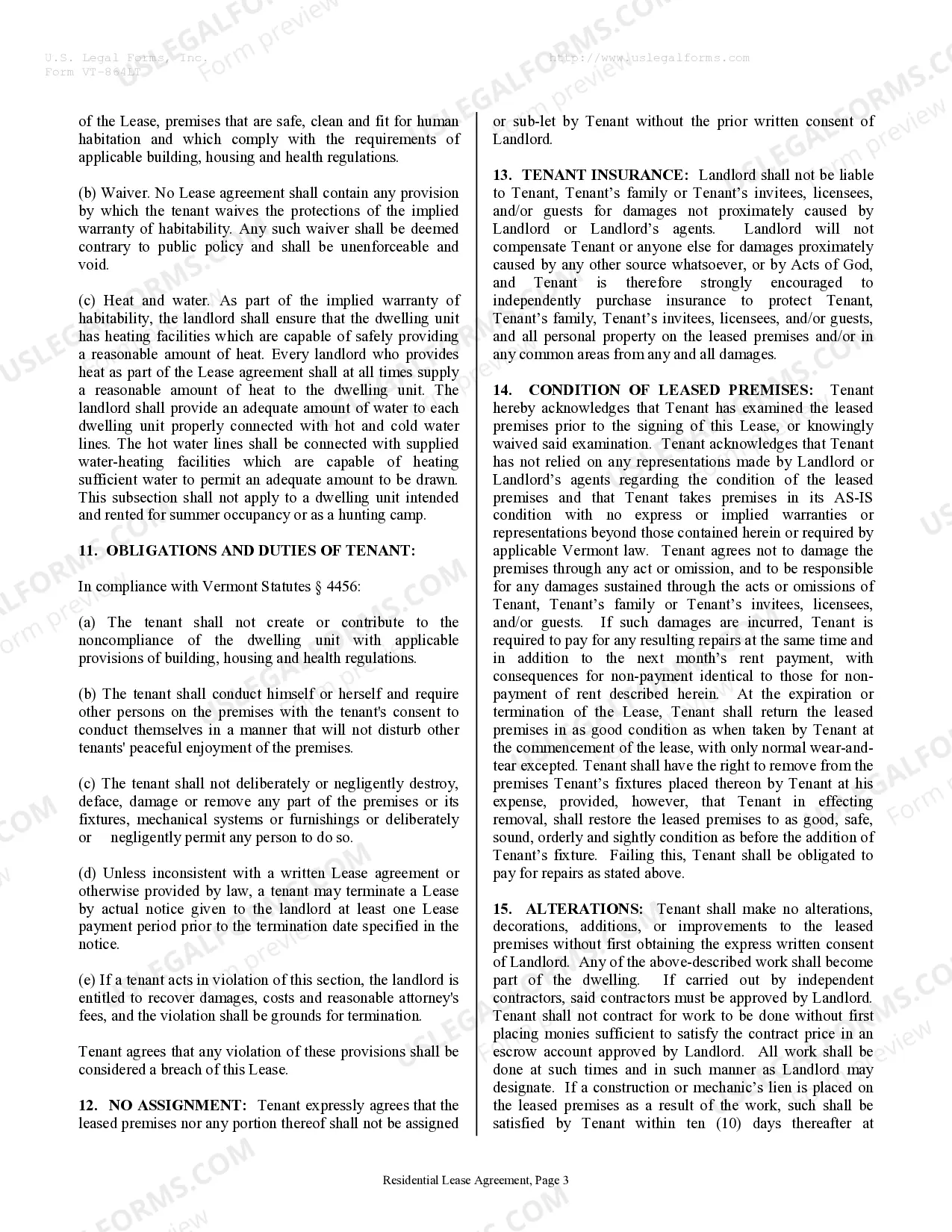 Preview Residential Rental Lease Agreement