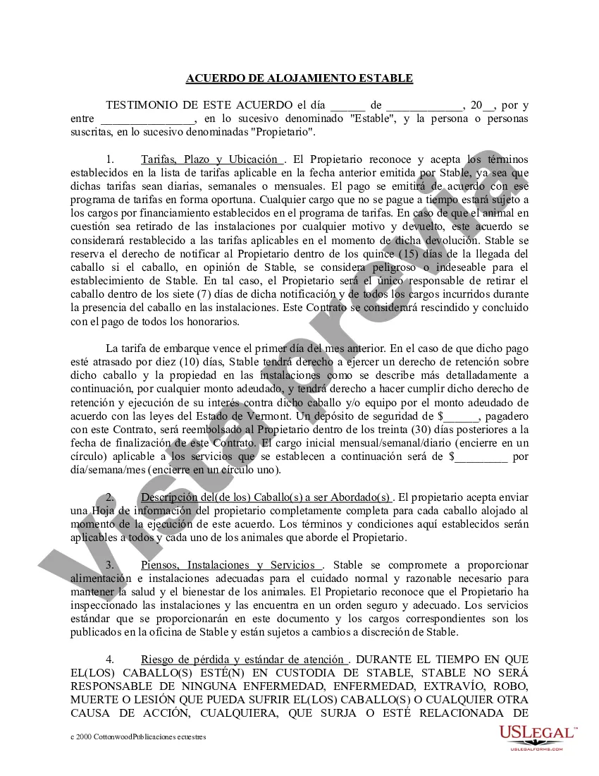 Preview Paquete de formularios equinos de caballos de Vermont