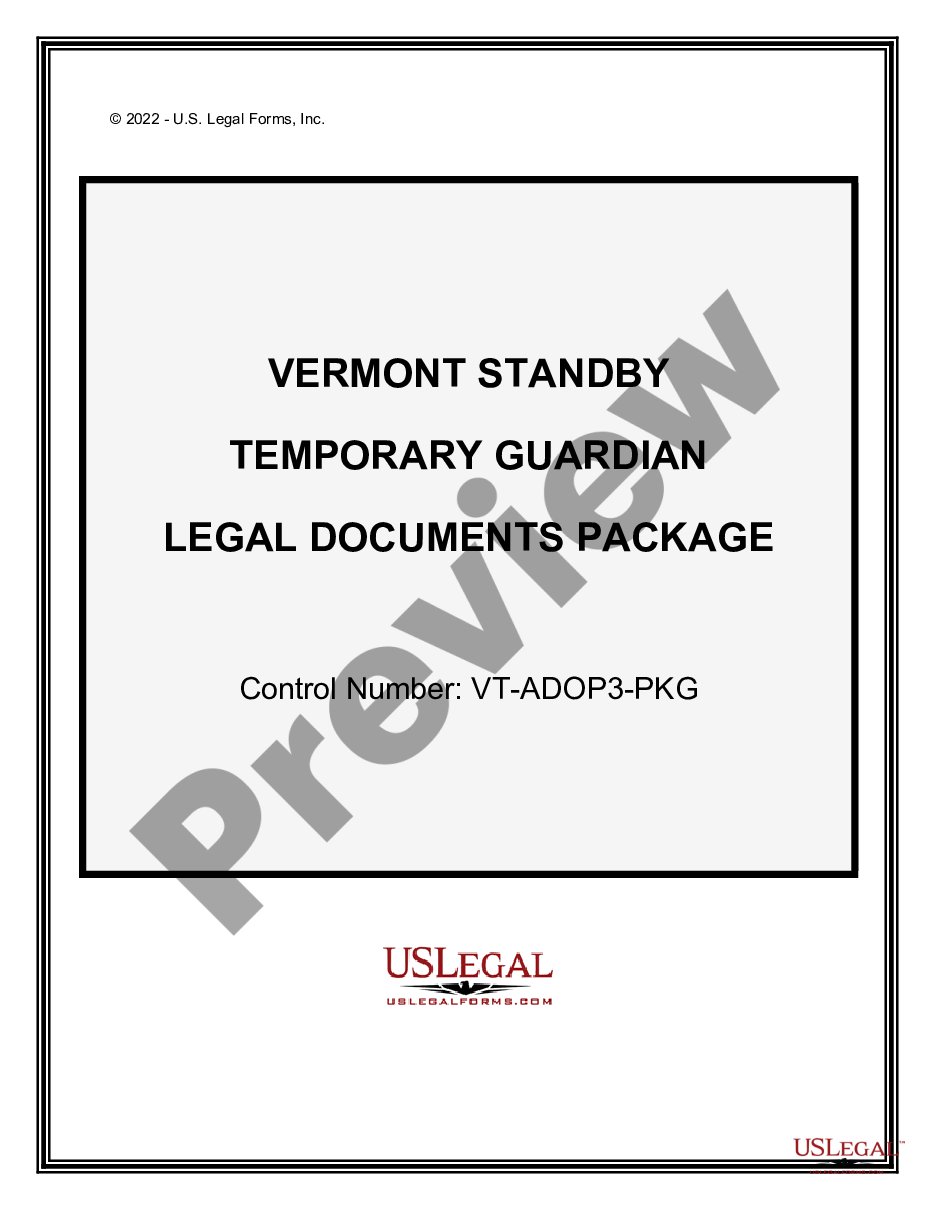 page 0 Vermont Standby Temporary Guardian Legal Documents Package preview