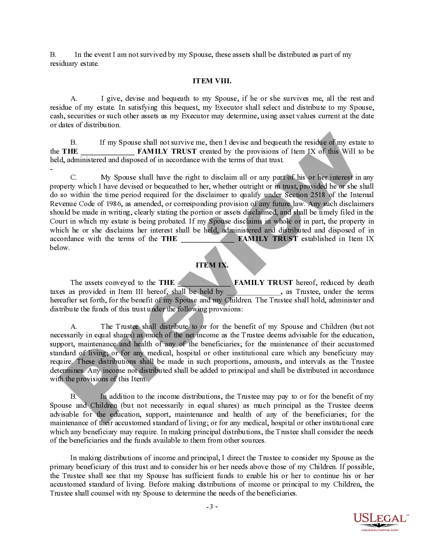 Preview Complex Will with Credit Shelter Marital Trust for Large Estates