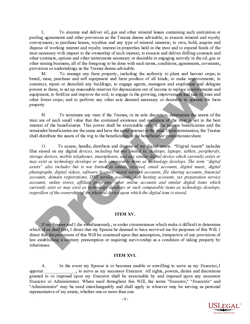 Preview Complex Will with Credit Shelter Marital Trust for Large Estates