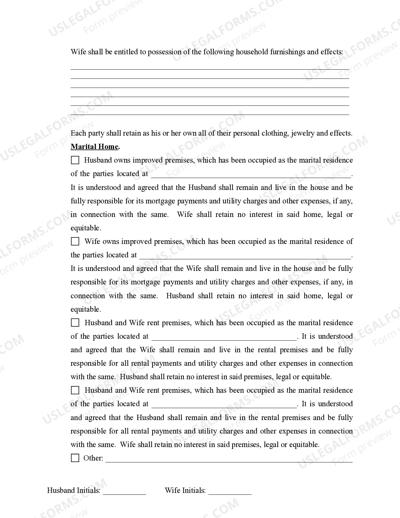 Preview Marital Domestic Separation and Property Settlement Agreement Minor Children no Joint Property or Debts effective Immediately