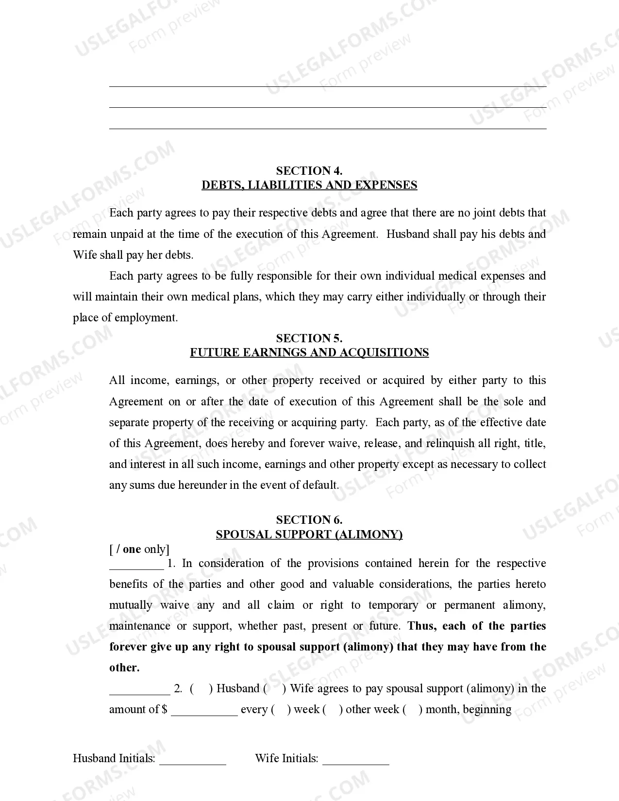 Preview Marital Domestic Separation and Property Settlement Agreement Minor Children no Joint Property or Debts effective Immediately