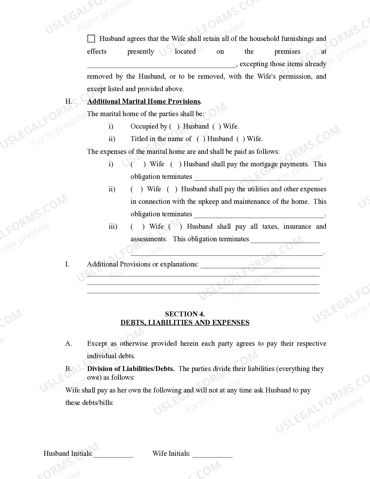 Preview Marital Domestic Separation and Property Settlement Agreement Minor Children Parties May have Joint Property or Debts effective Immediately