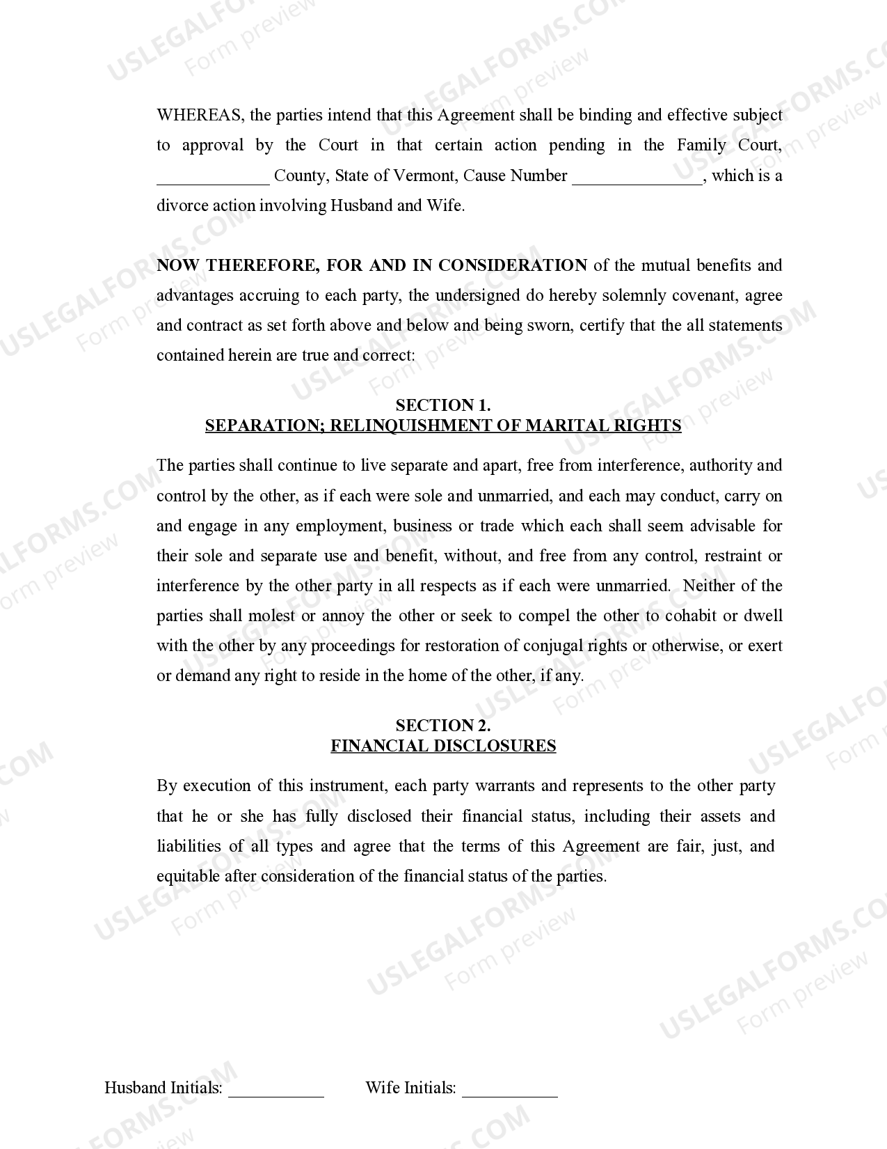 Marital Separation Agreement Vermont For Fall Foliage US Legal Forms